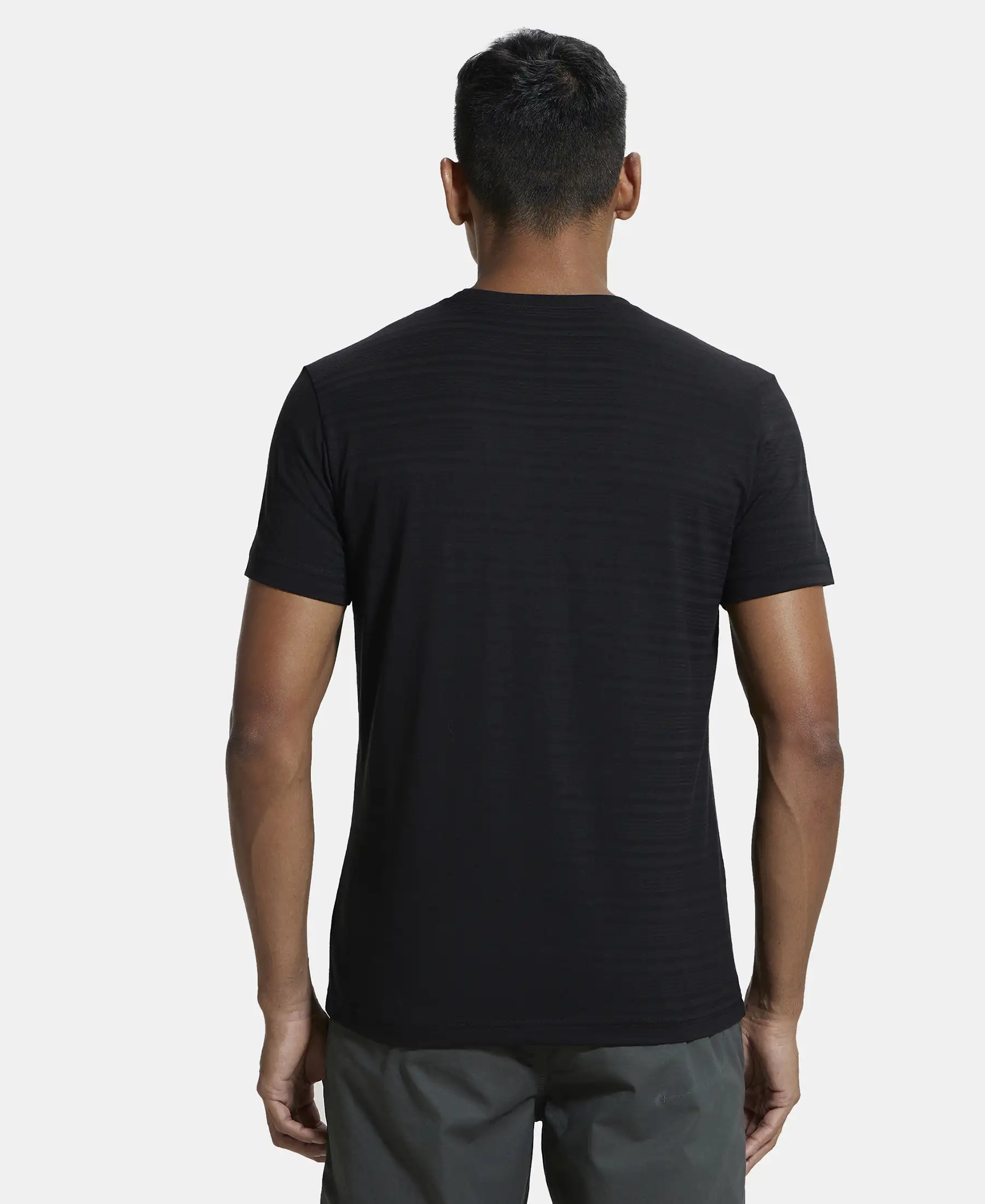 Super Combed Supima Cotton Round Neck Half Sleeve T-Shirt - Black - Image 3