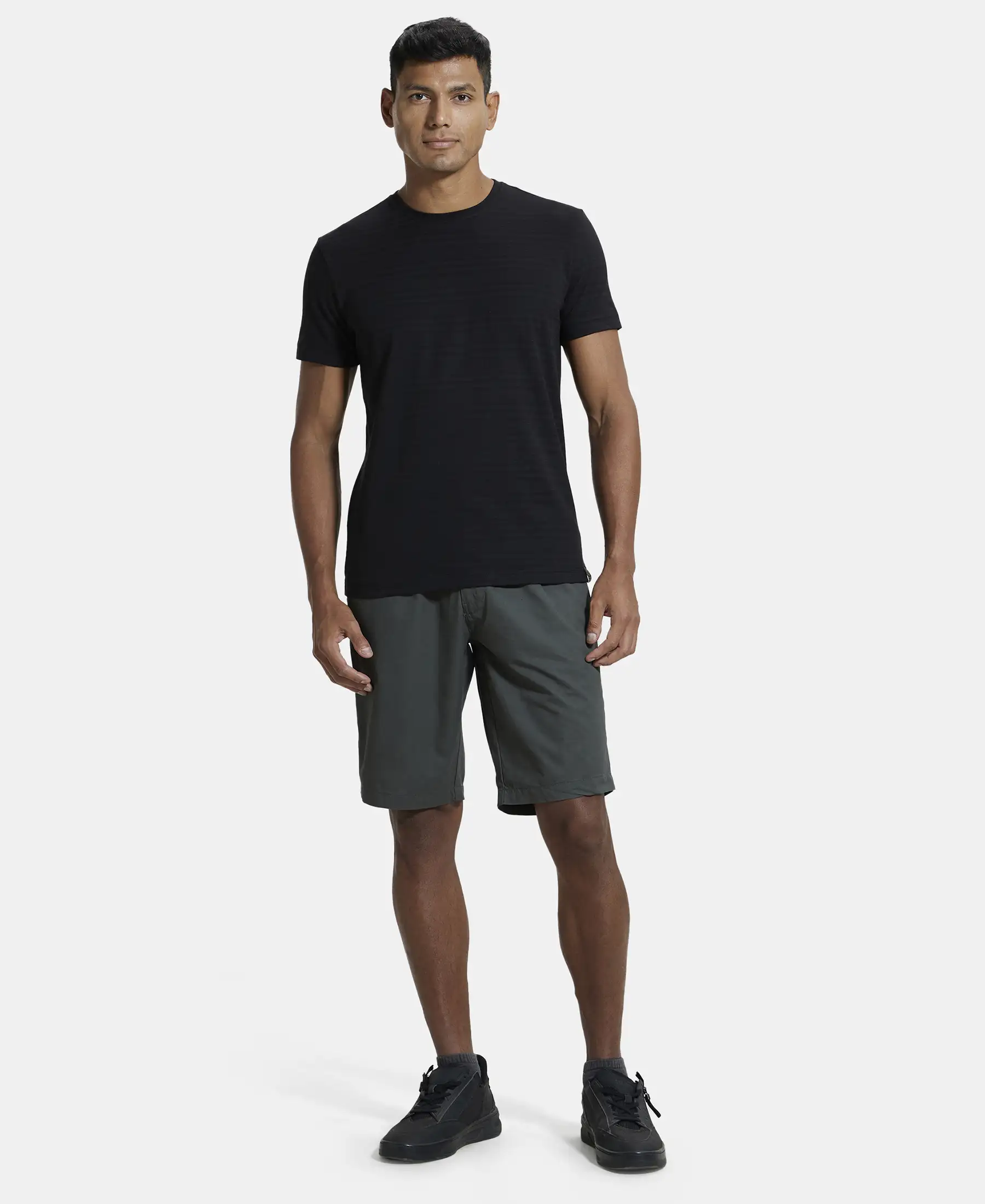Super Combed Supima Cotton Round Neck Half Sleeve T-Shirt - Black - Image 4