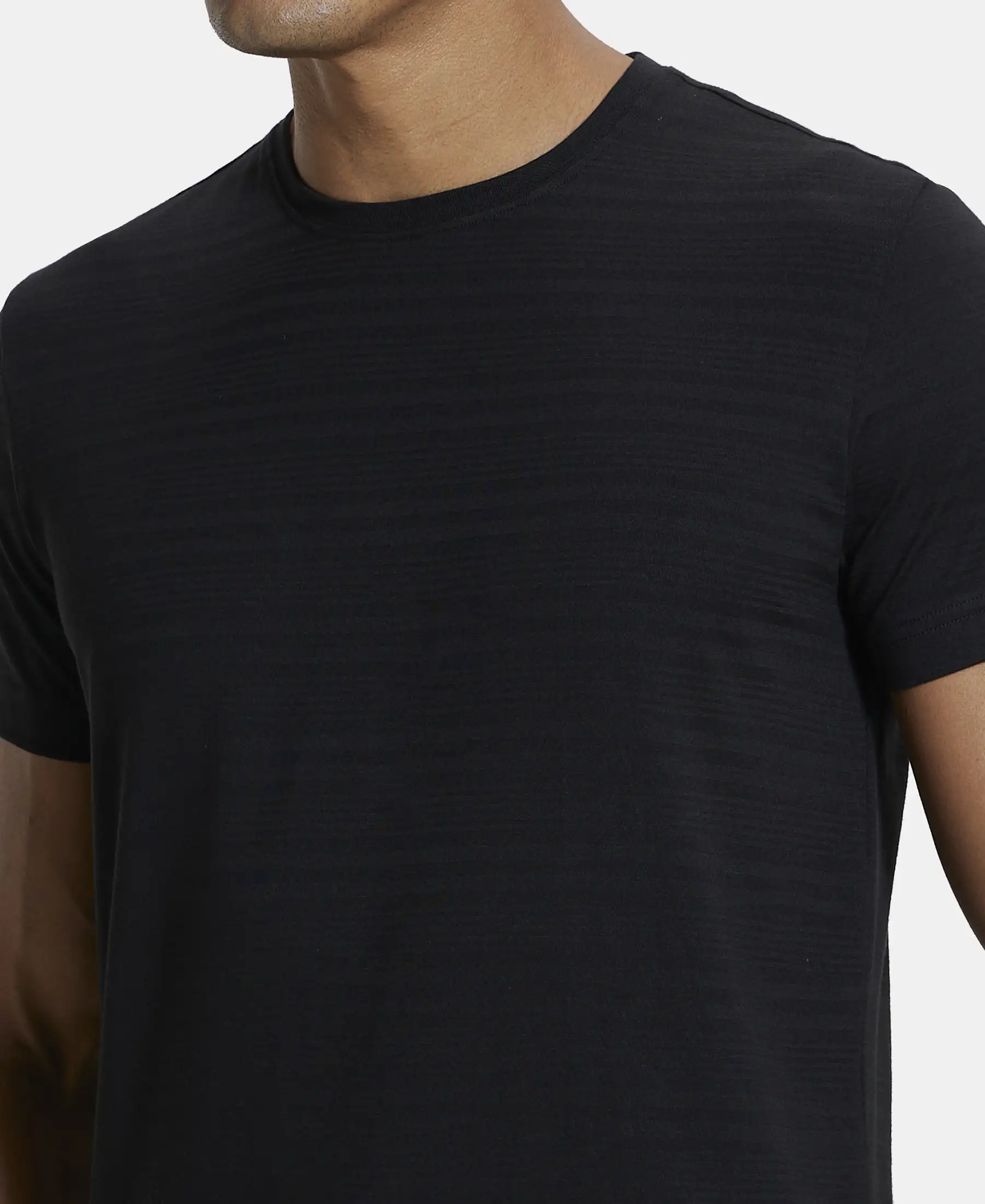 Super Combed Supima Cotton Round Neck Half Sleeve T-Shirt - Black - Image 6