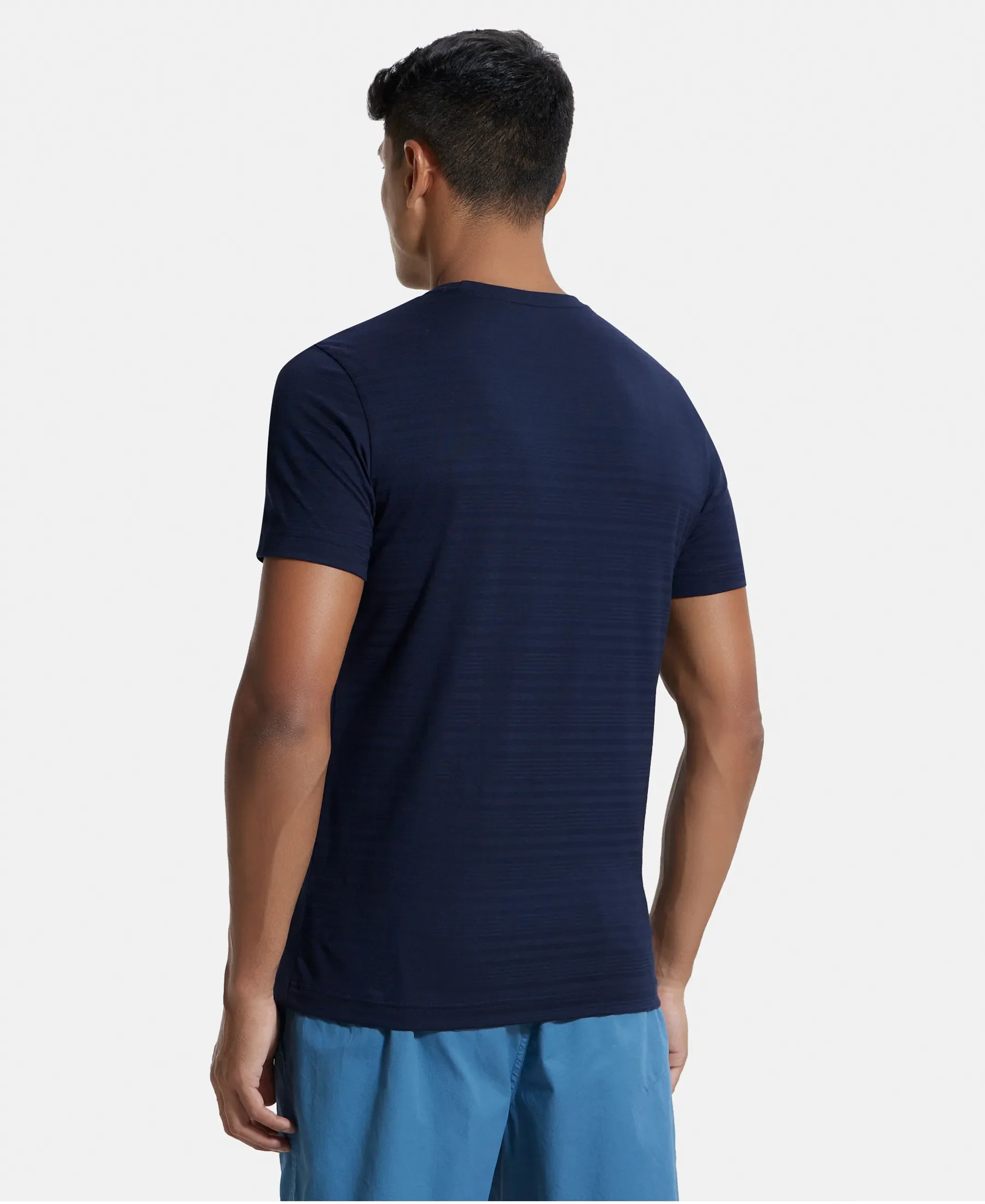 Super Combed Supima Cotton Round Neck Half Sleeve T-Shirt - True Navy - Image 3