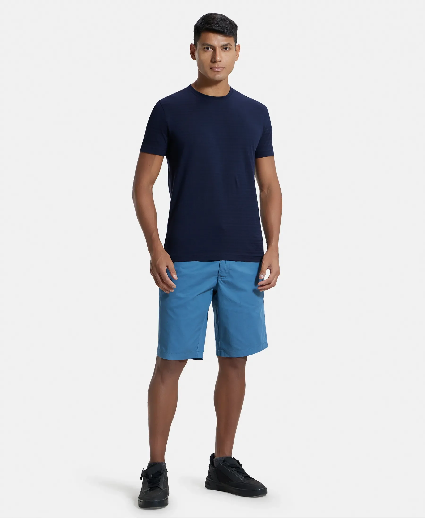Super Combed Supima Cotton Round Neck Half Sleeve T-Shirt - True Navy - Image 4