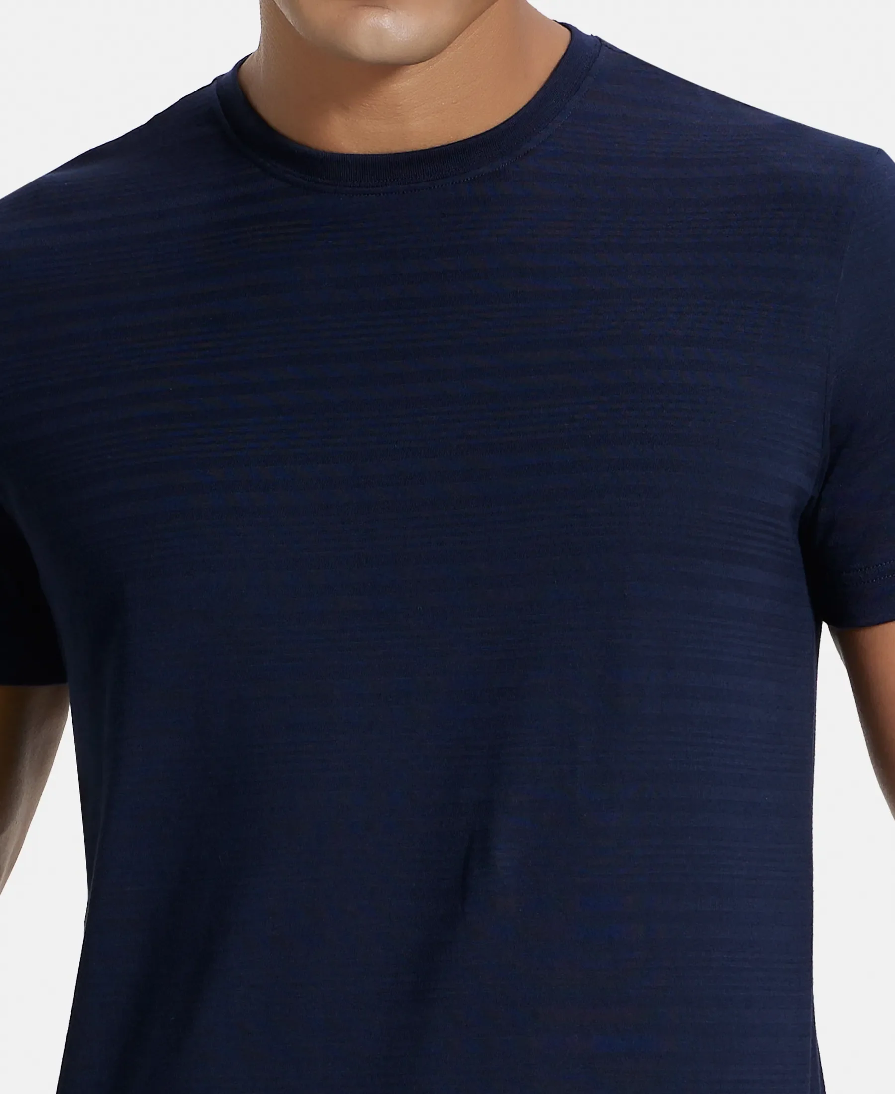 Super Combed Supima Cotton Round Neck Half Sleeve T-Shirt - True Navy - Image 7
