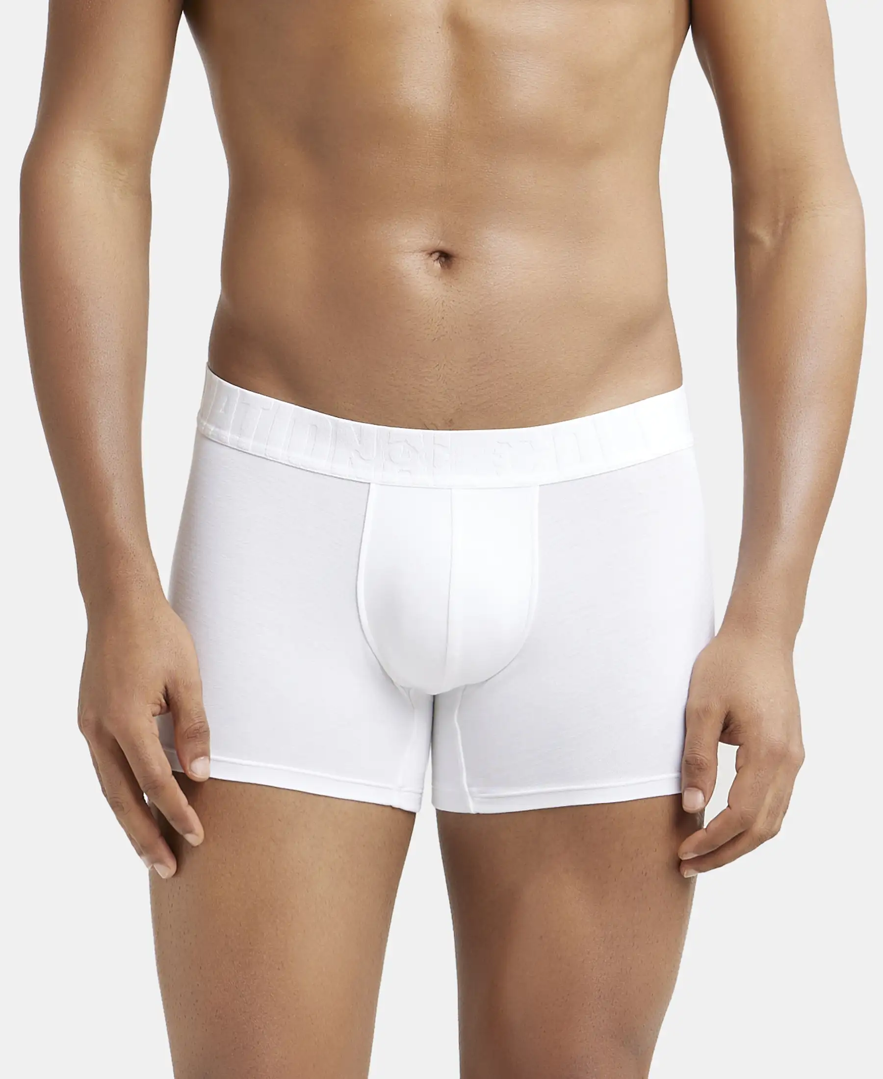 Supima Cotton Elastane Stretch Solid Trunk with Ultrasoft Waistband - White