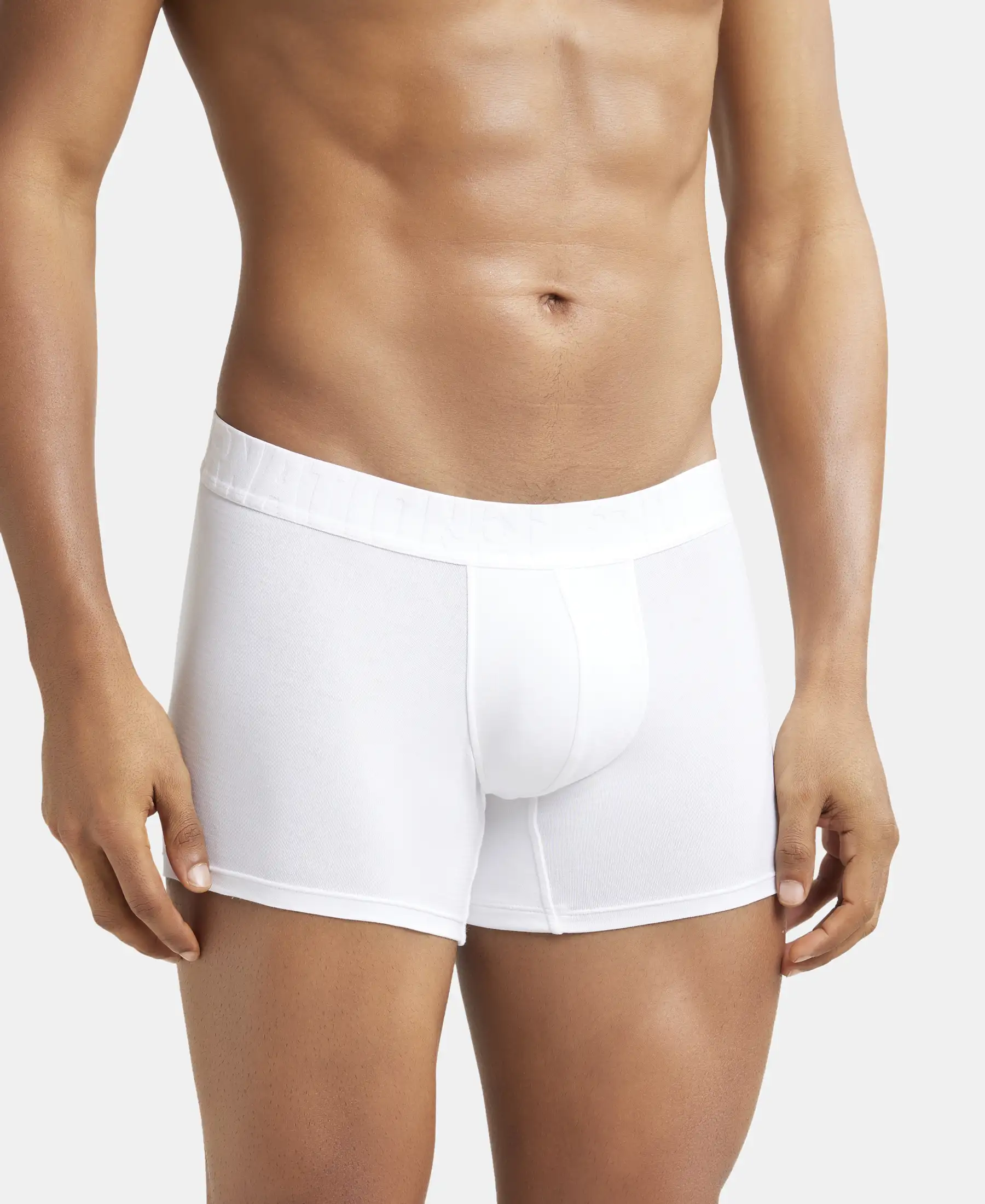 Supima Cotton Elastane Stretch Solid Trunk with Ultrasoft Waistband - White - Image 2