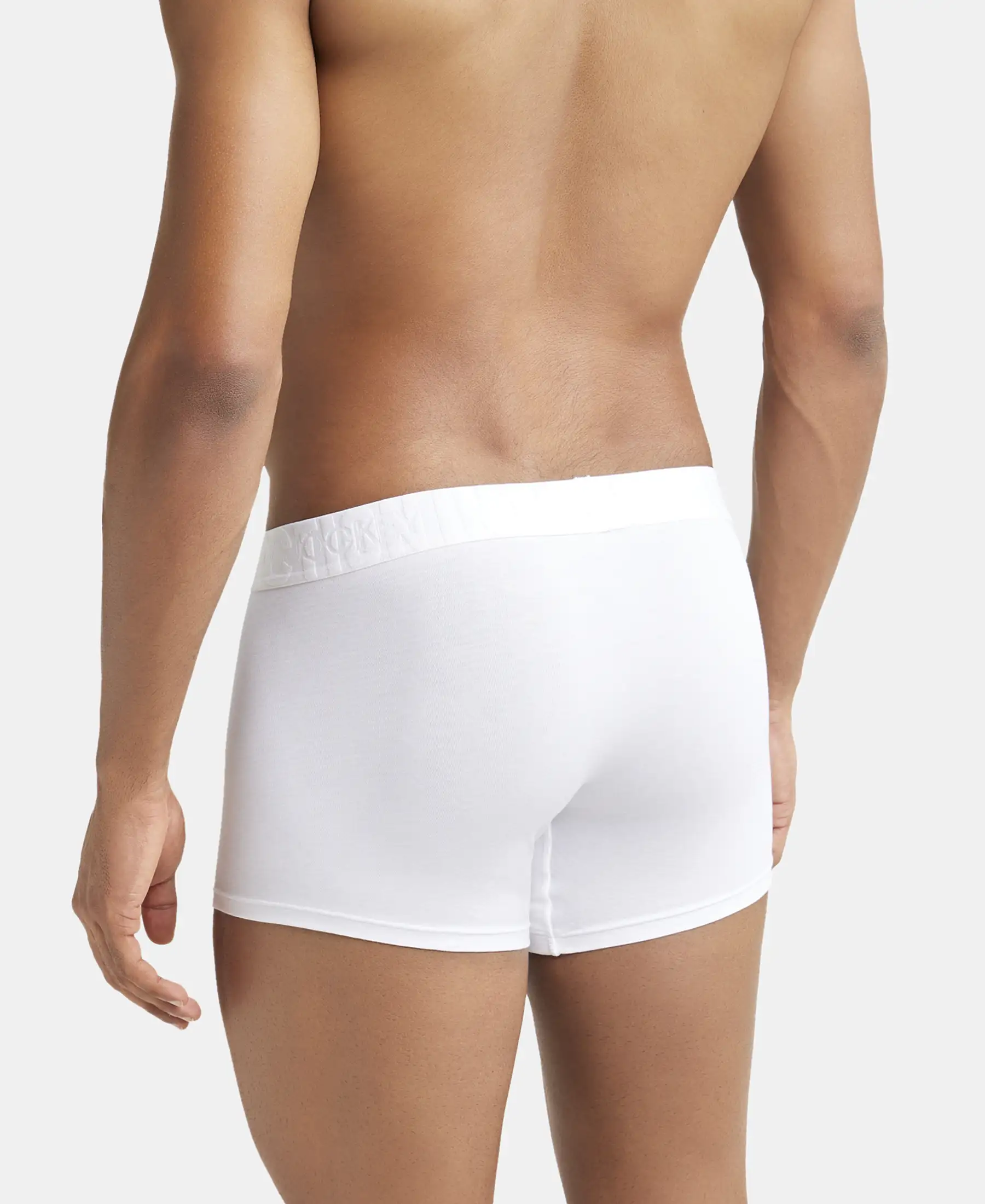 Supima Cotton Elastane Stretch Solid Trunk with Ultrasoft Waistband - White - Image 3