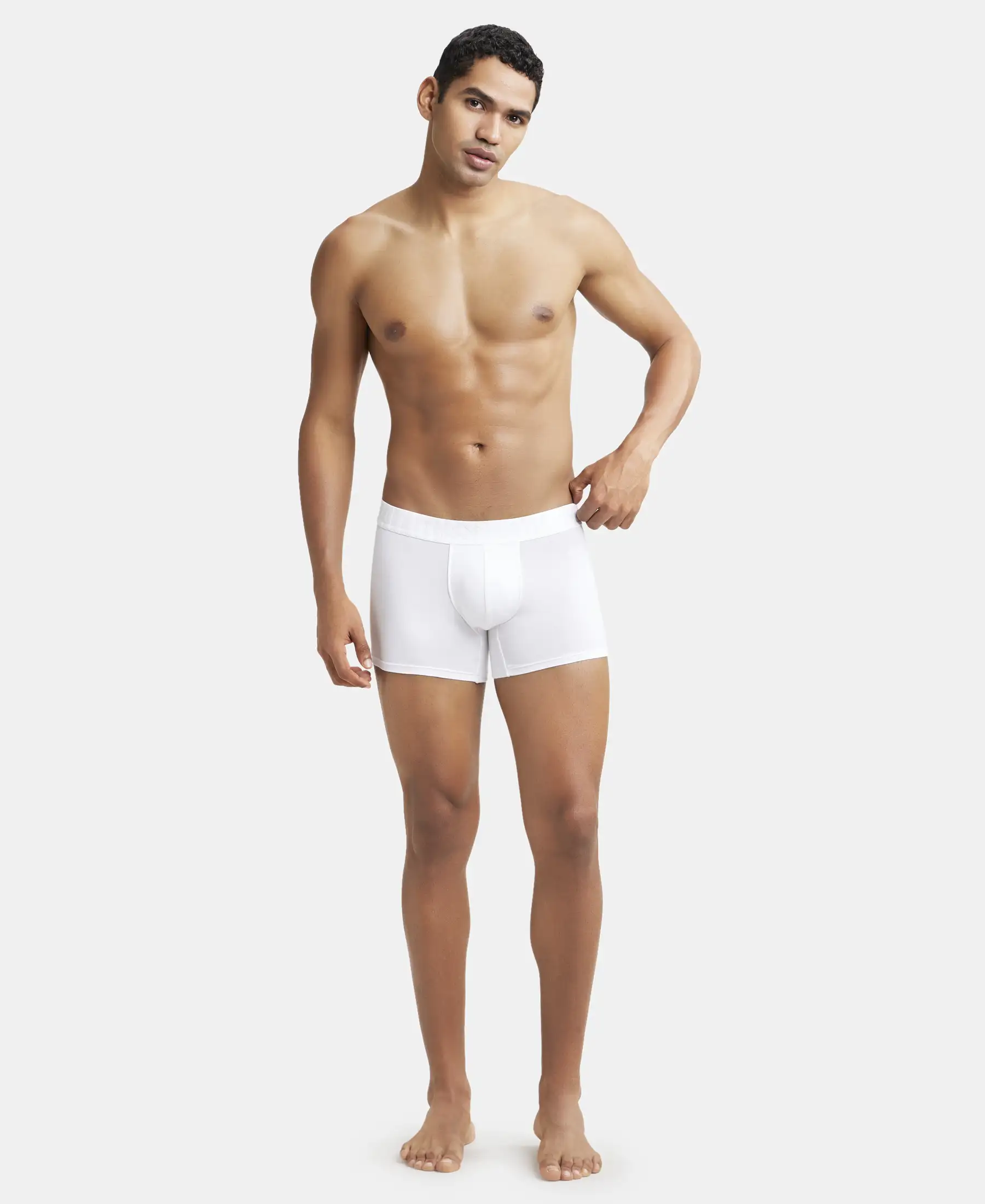 Supima Cotton Elastane Stretch Solid Trunk with Ultrasoft Waistband - White - Image 4