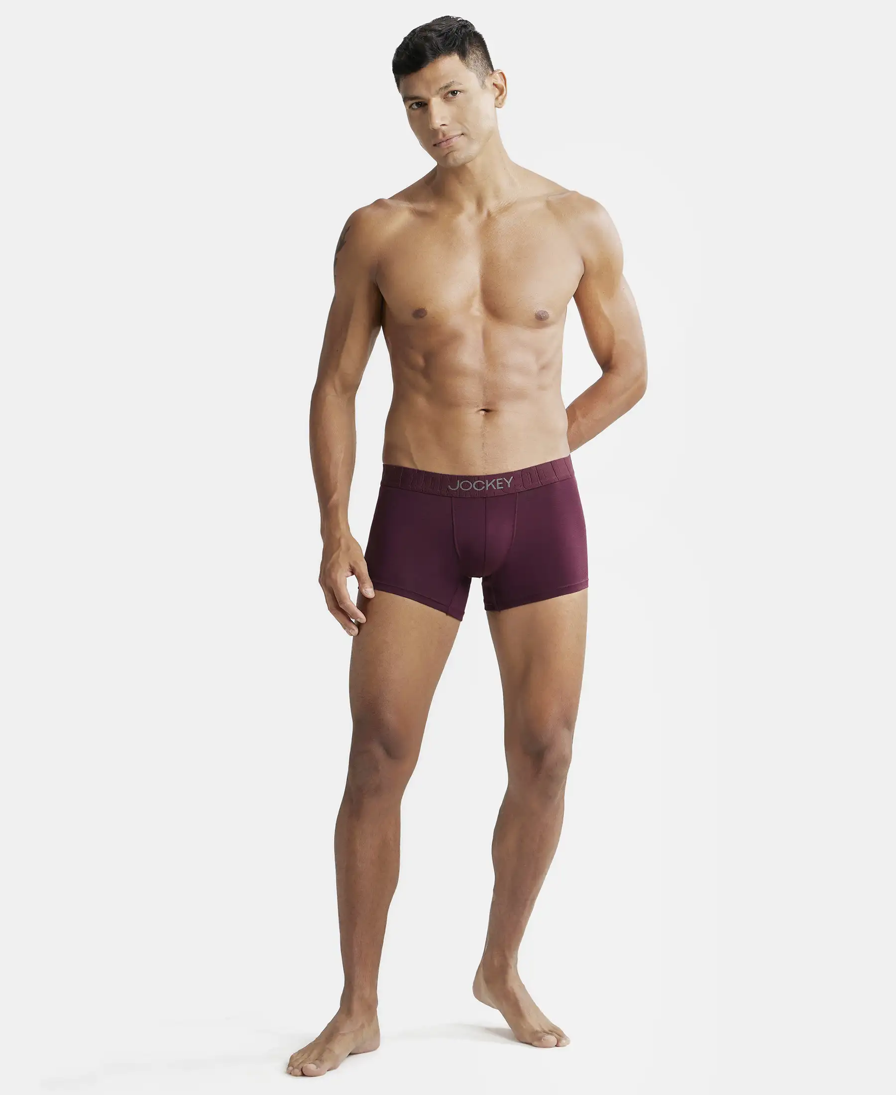 Supima Cotton Elastane Stretch Solid Trunk with Ultrasoft Waistband - Wine Tasting - Image 4