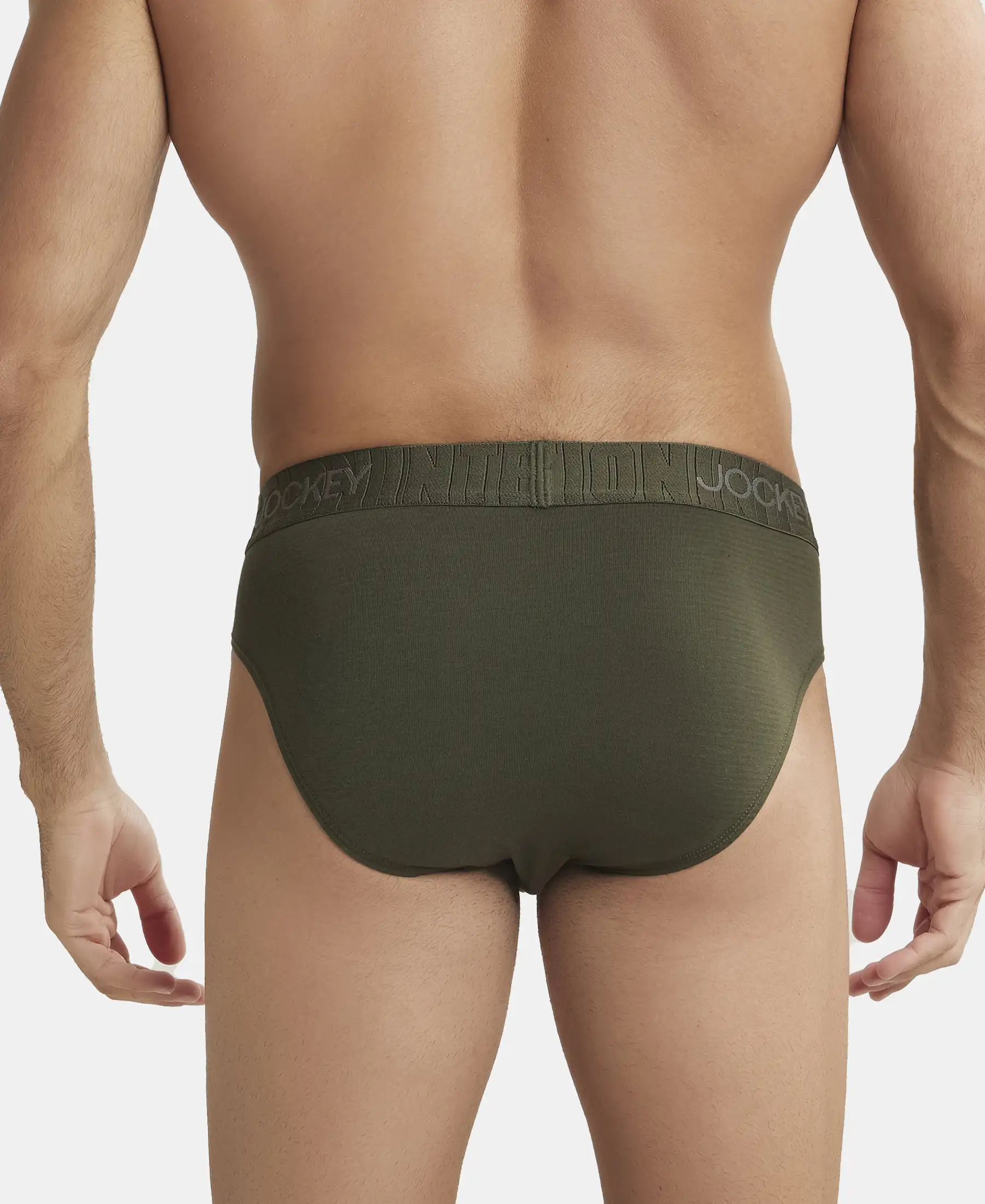 Supima Cotton Elastane Stretch Solid Brief with Ultrasoft Waistband - Forest Night - Image 3