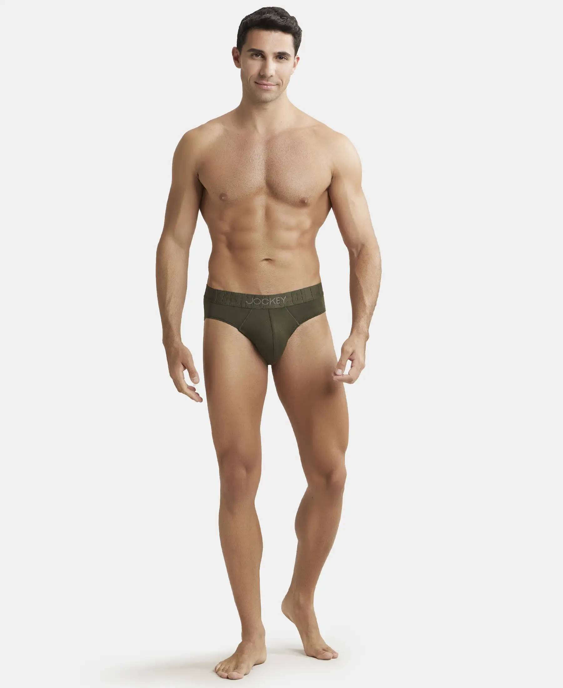 Supima Cotton Elastane Stretch Solid Brief with Ultrasoft Waistband - Forest Night - Image 4