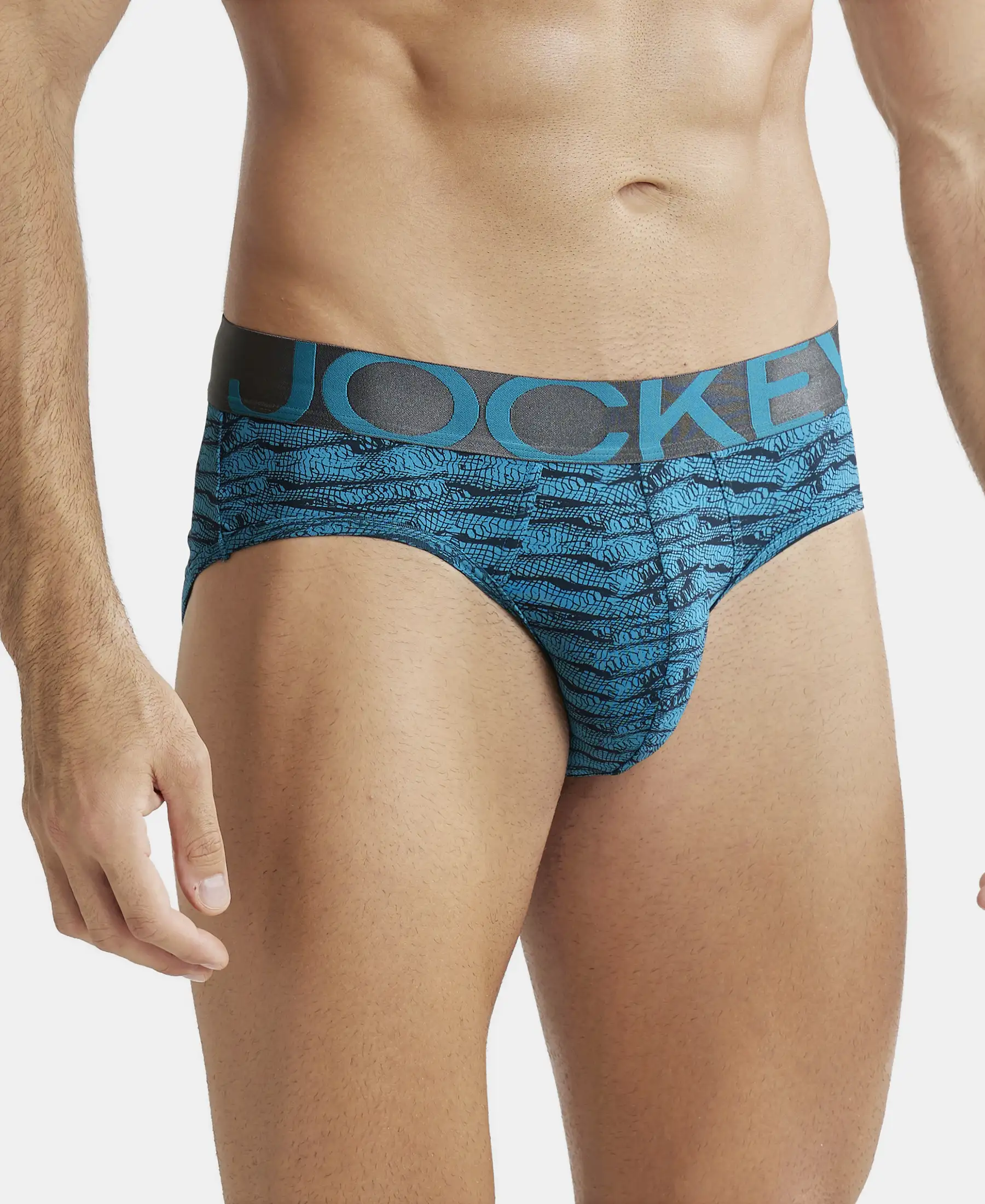 Tactel Microfiber Elastane Stretch Printed Brief with Moisture Move Properties - Ocean Depth Prints - Image 2