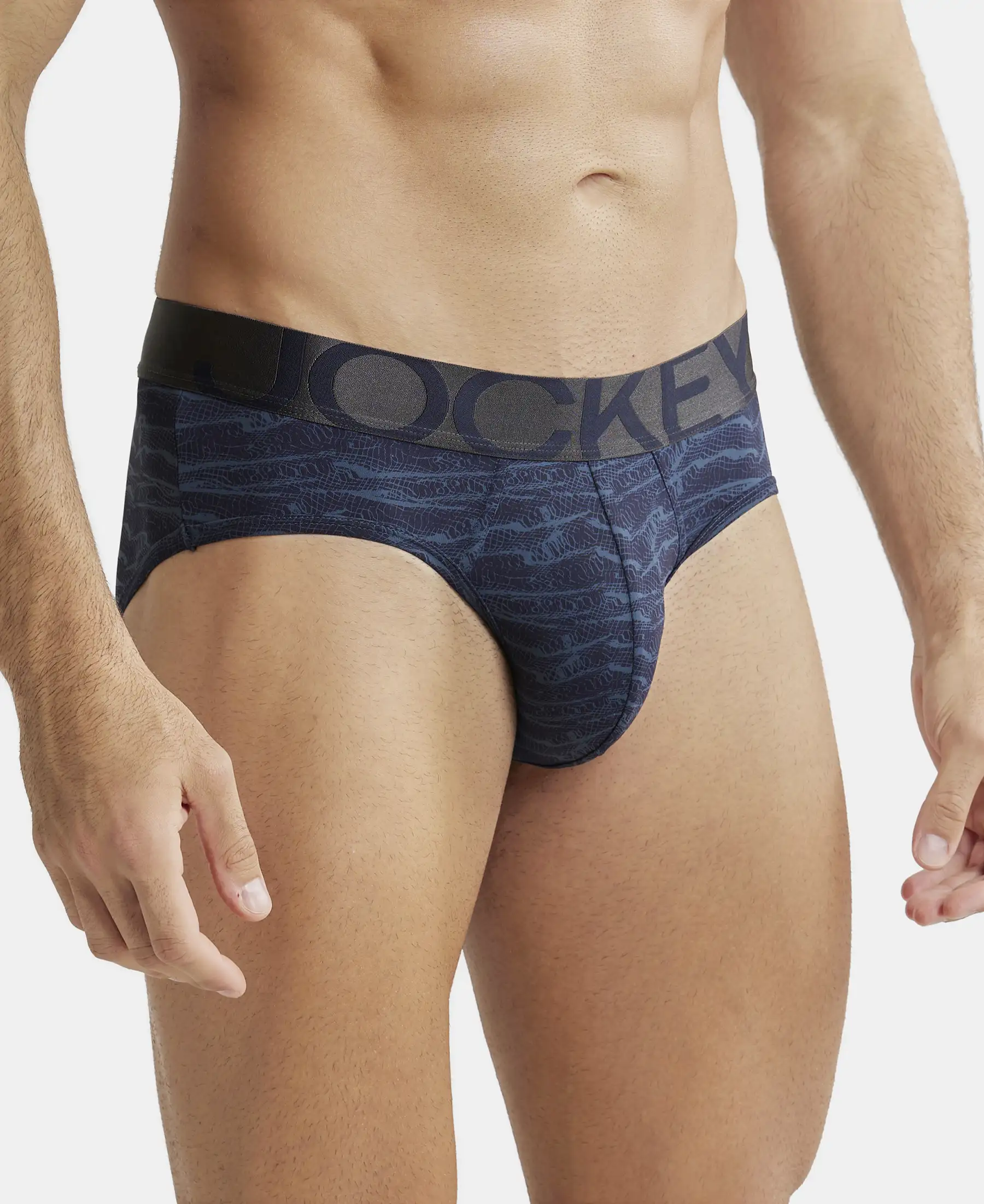 Tactel Microfiber Elastane Stretch Printed Brief with Moisture Move Properties - True Navy Printed - Image 2