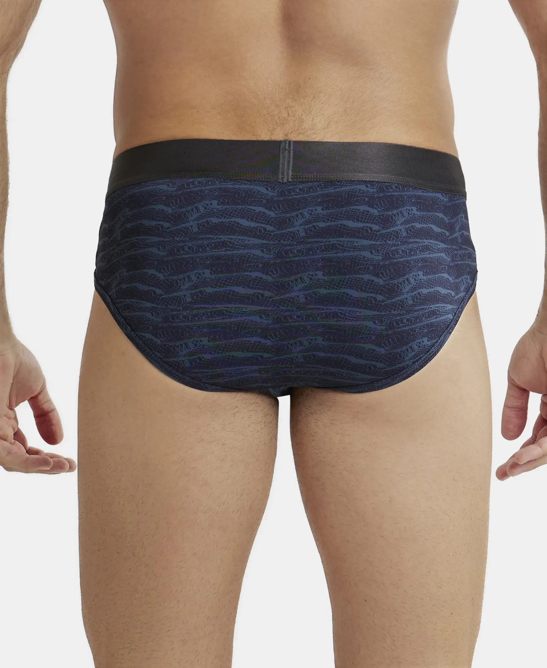 Tactel Microfiber Elastane Stretch Printed Brief with Moisture Move Properties - True Navy Printed - Image 3