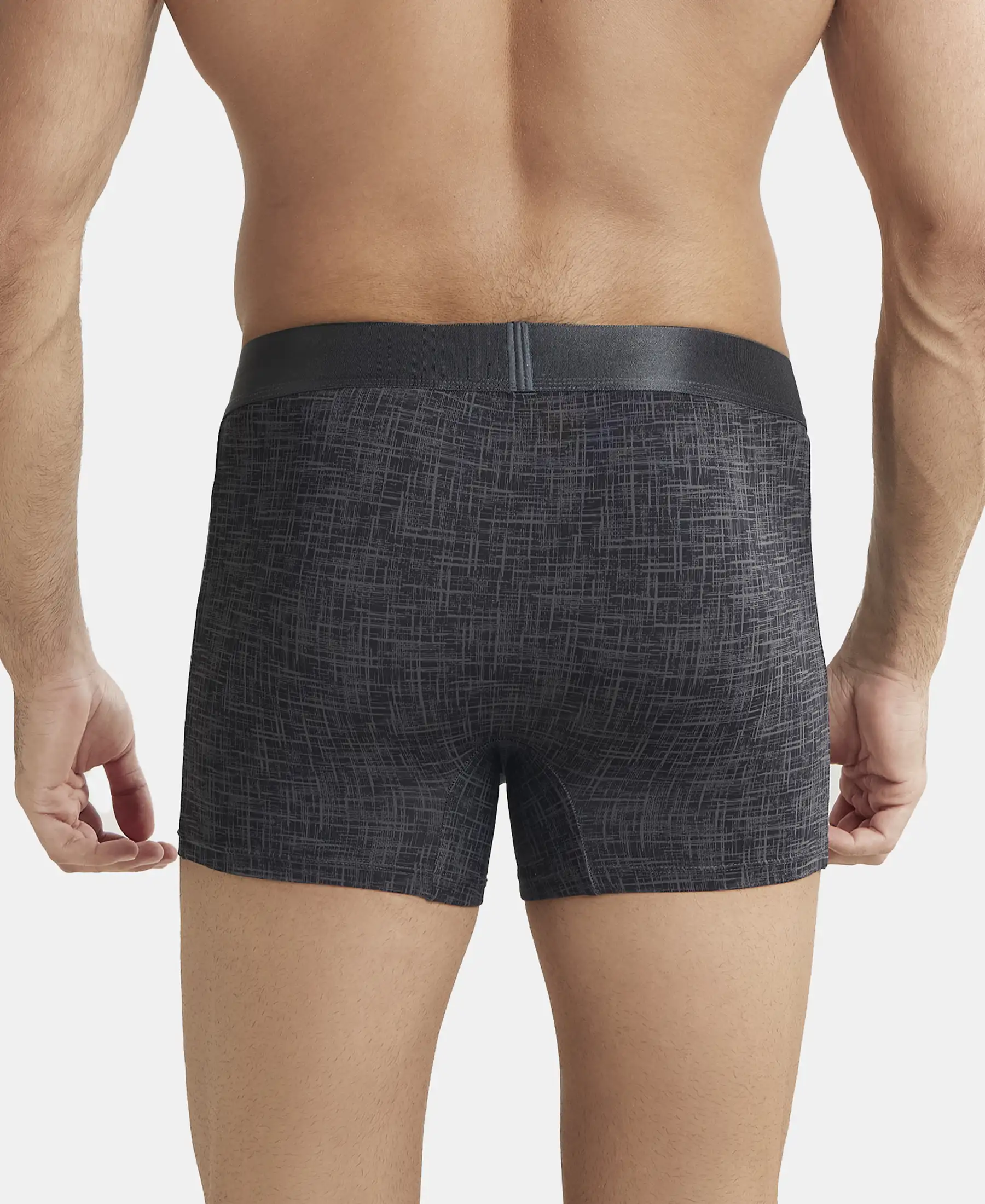 Tactel Microfiber Elastane Stretch Printed Trunk with Moisture Move Properties - Ebony Grey Prints - Image 3