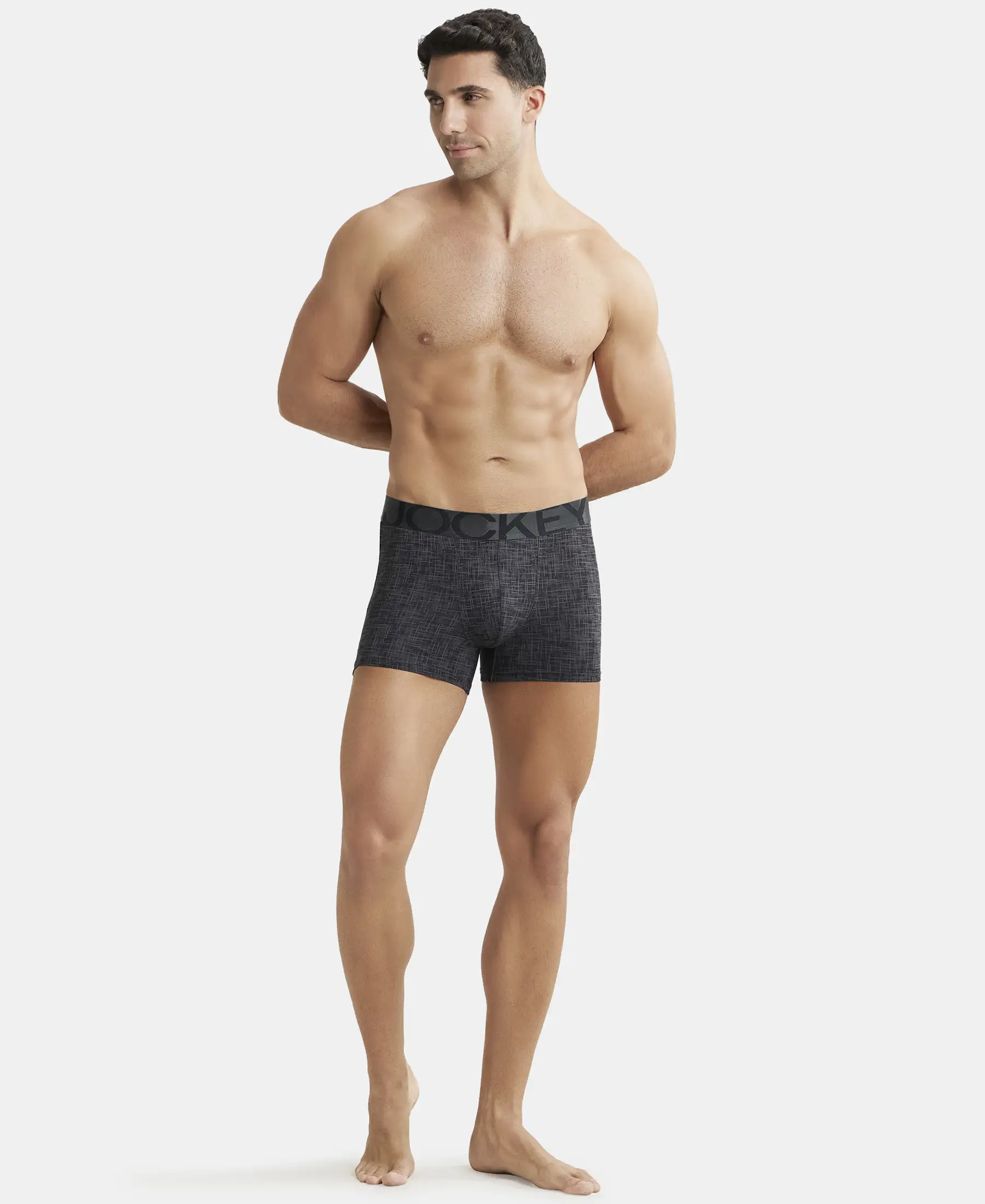 Tactel Microfiber Elastane Stretch Printed Trunk with Moisture Move Properties - Ebony Grey Prints - Image 4