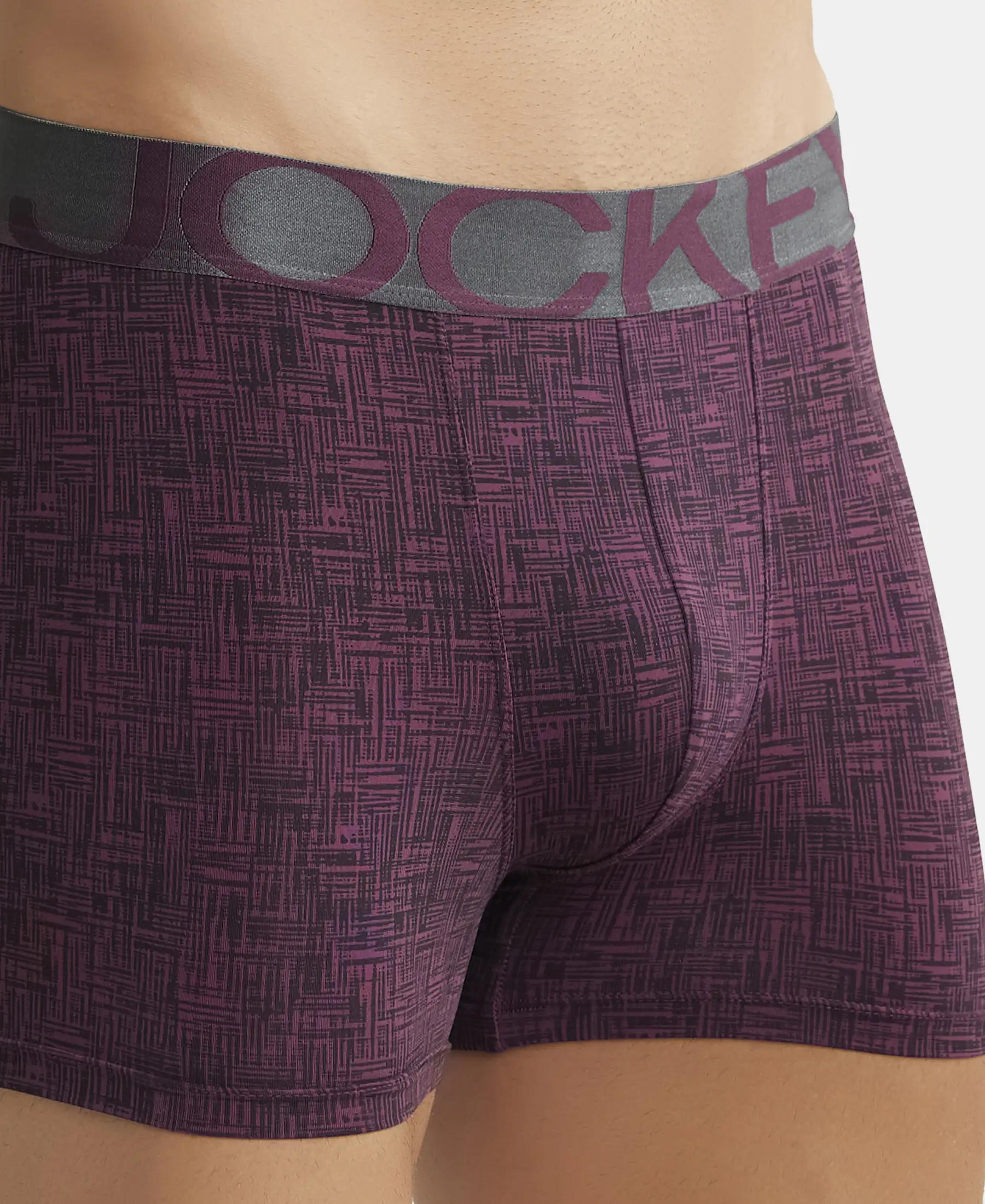 Tactel Microfiber Elastane Stretch Printed Trunk with Moisture Move Properties - Potent Purple Printed - Image 6