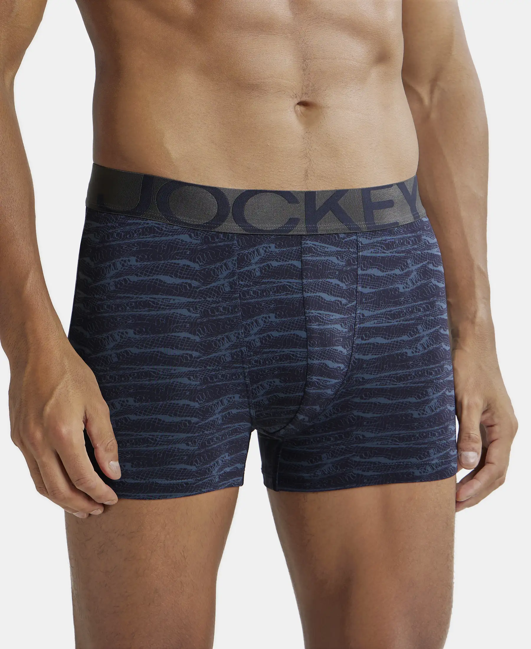 Tactel Microfiber Elastane Stretch Printed Trunk with Moisture Move Properties - True Navy Printed - Image 2