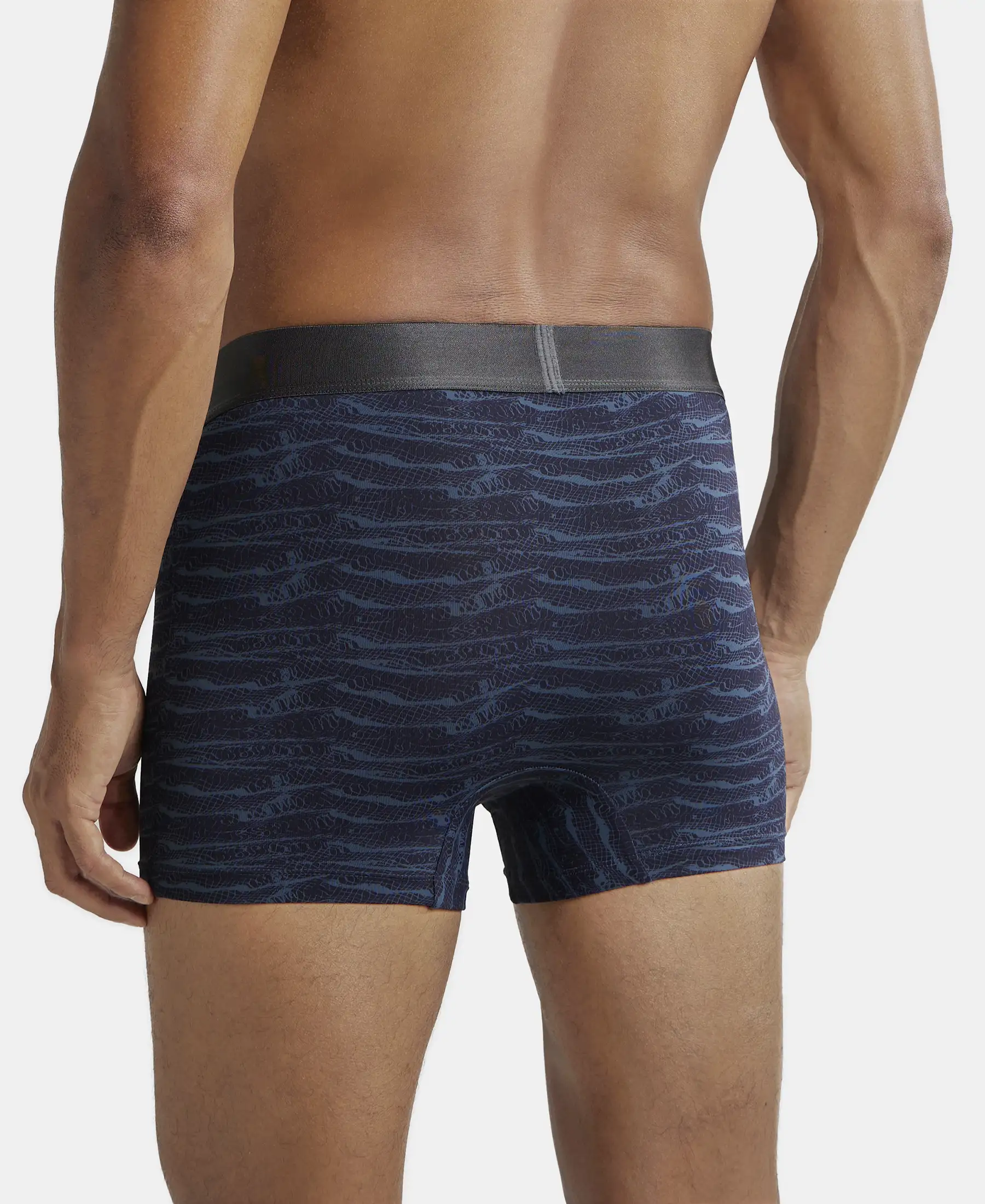 Tactel Microfiber Elastane Stretch Printed Trunk with Moisture Move Properties - True Navy Printed - Image 3