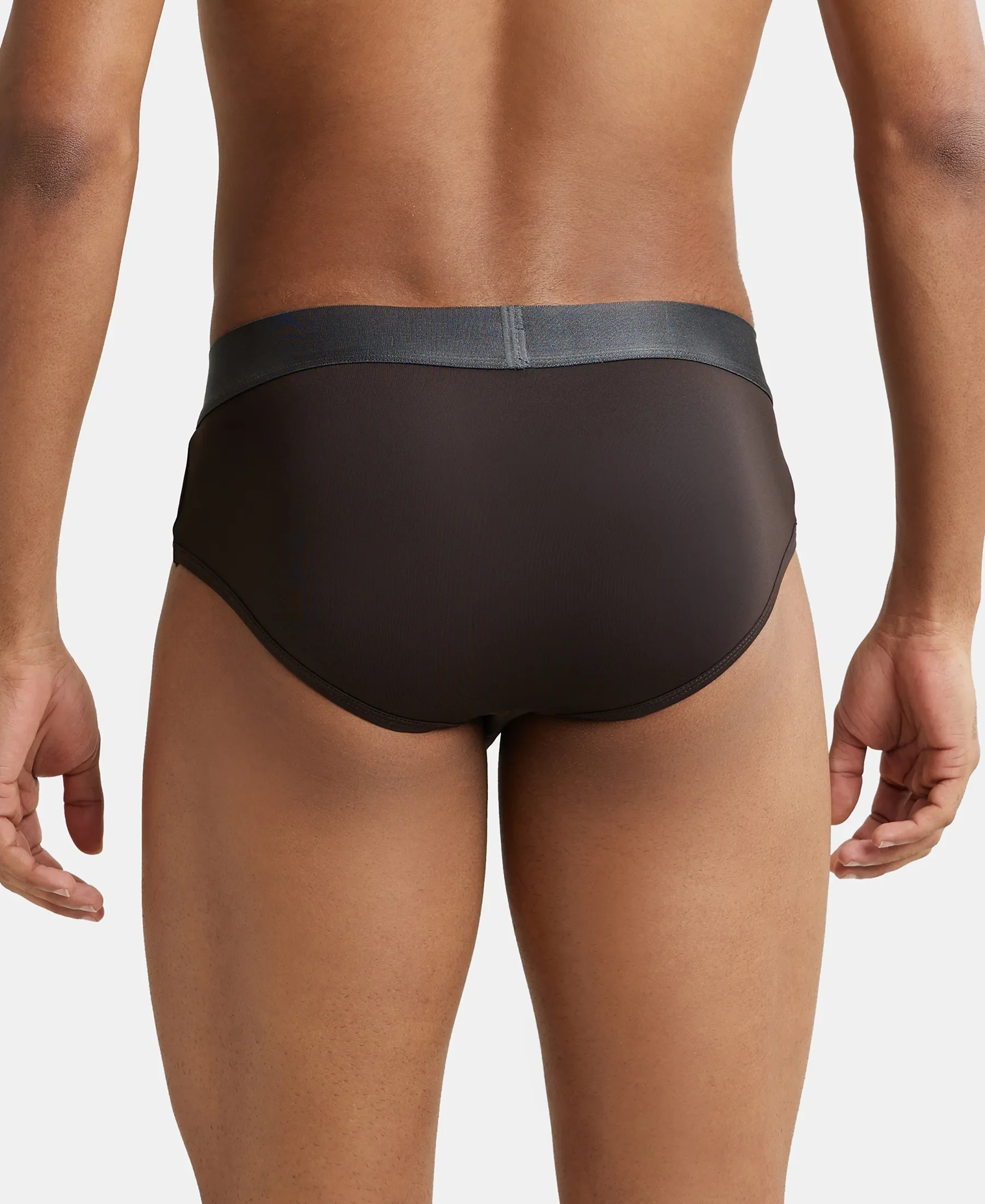 Tactel Microfiber Elastane Stretch Solid Brief with Moisture Move Properties - Brown - Image 3