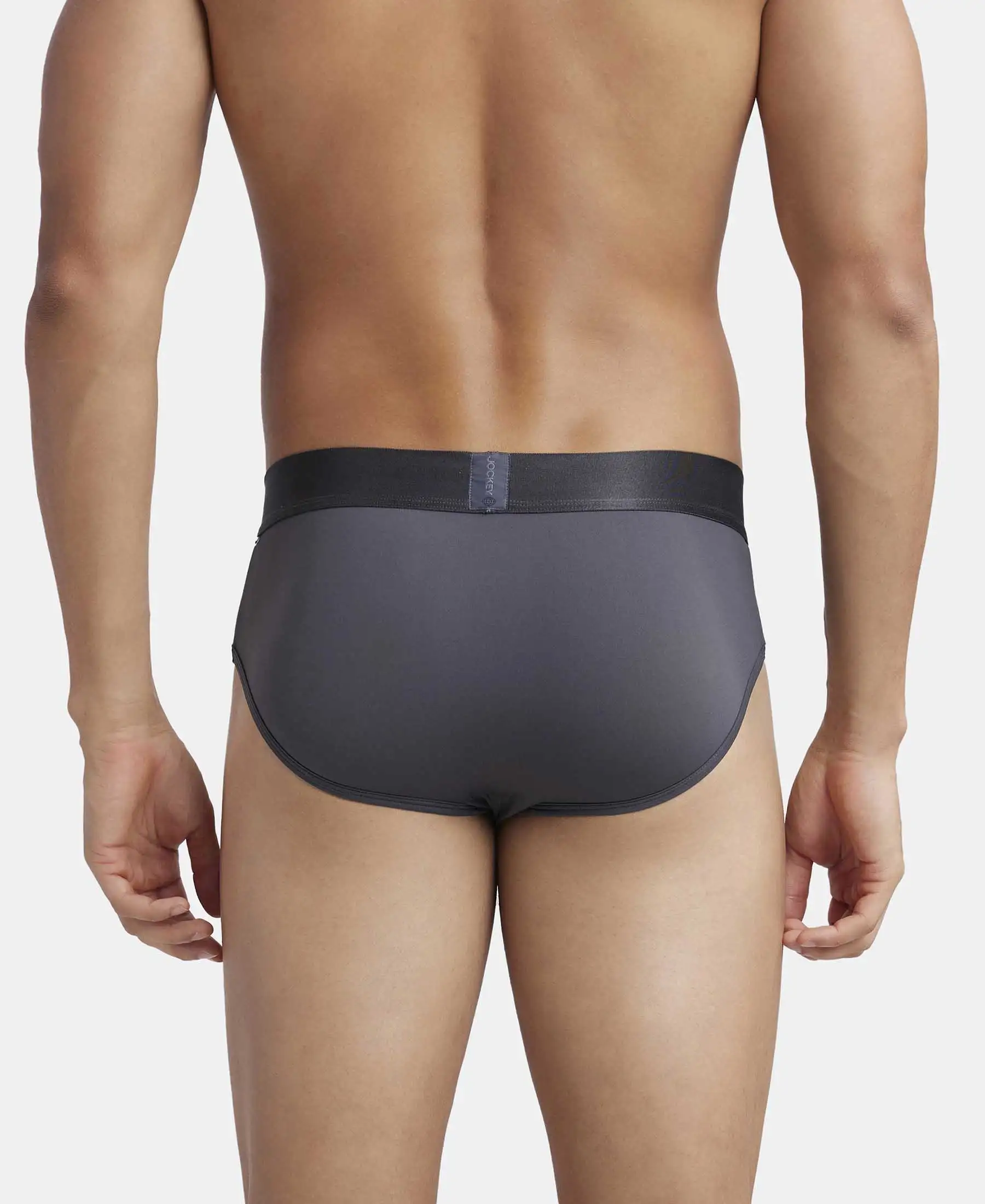 Tactel Microfiber Elastane Stretch Solid Brief with Moisture Move Properties - Ebony - Image 3