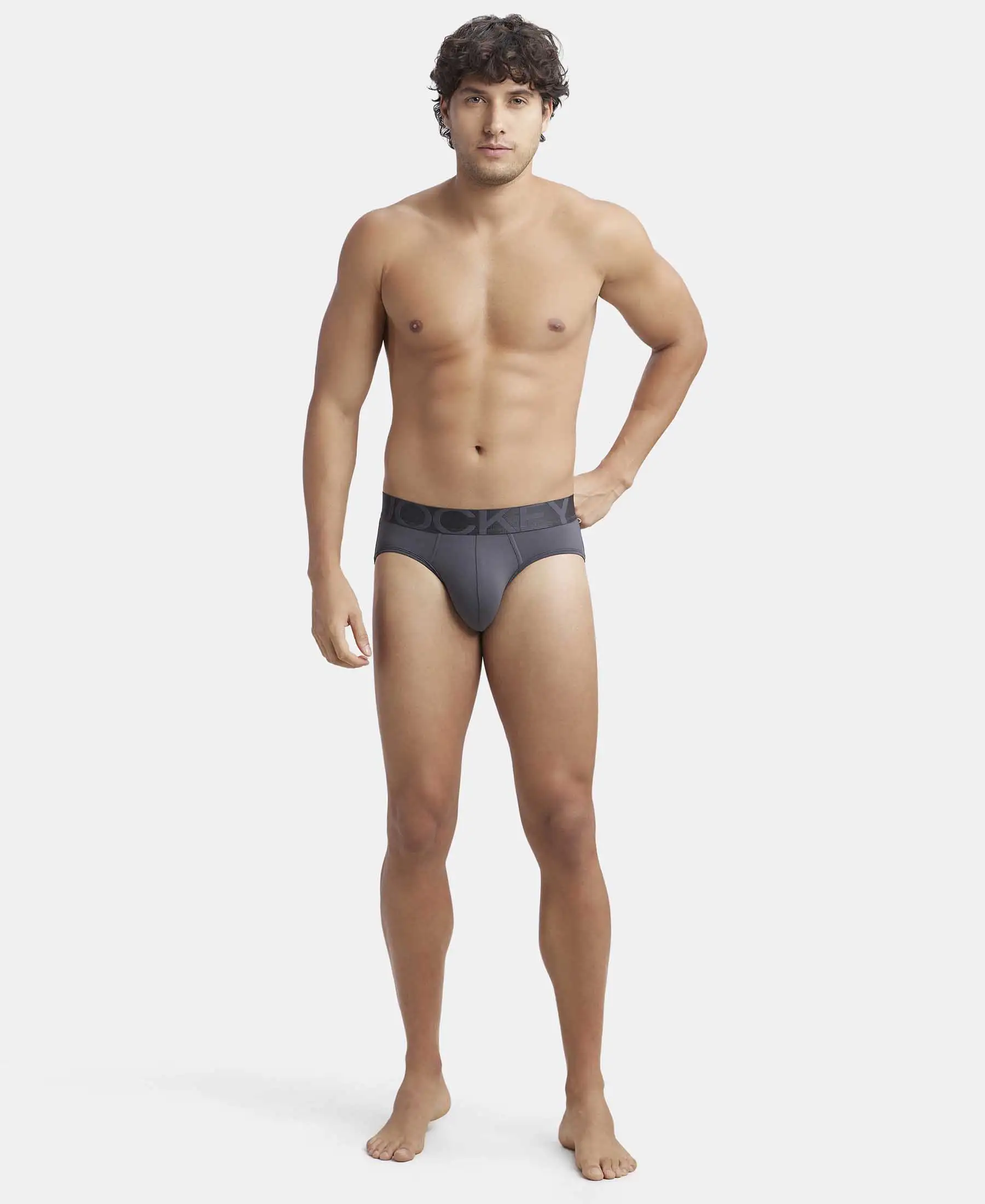 Tactel Microfiber Elastane Stretch Solid Brief with Moisture Move Properties - Ebony - Image 4
