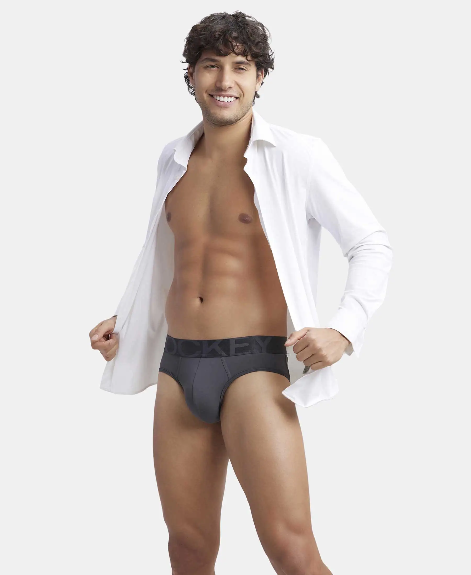Tactel Microfiber Elastane Stretch Solid Brief with Moisture Move Properties - Ebony - Image 5