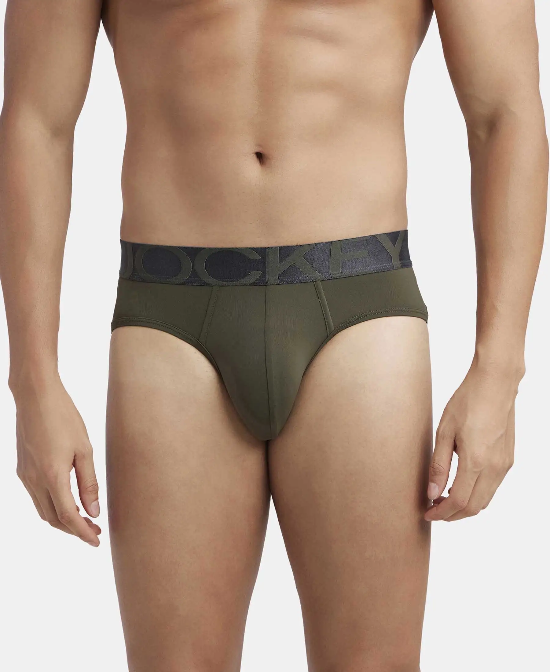 Tactel Microfiber Elastane Stretch Solid Brief with Moisture Move Properties - Forest Night