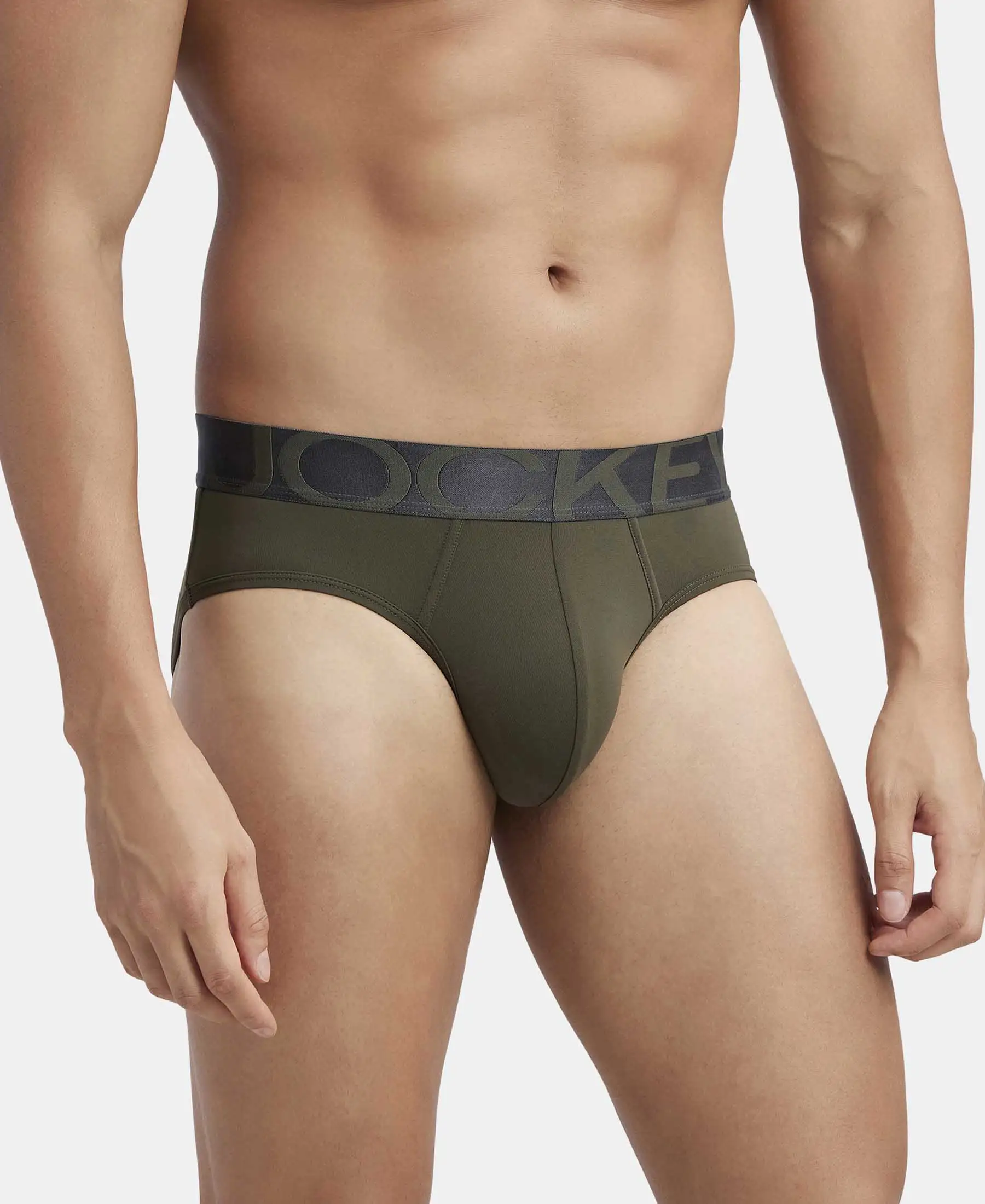 Tactel Microfiber Elastane Stretch Solid Brief with Moisture Move Properties - Forest Night - Image 2