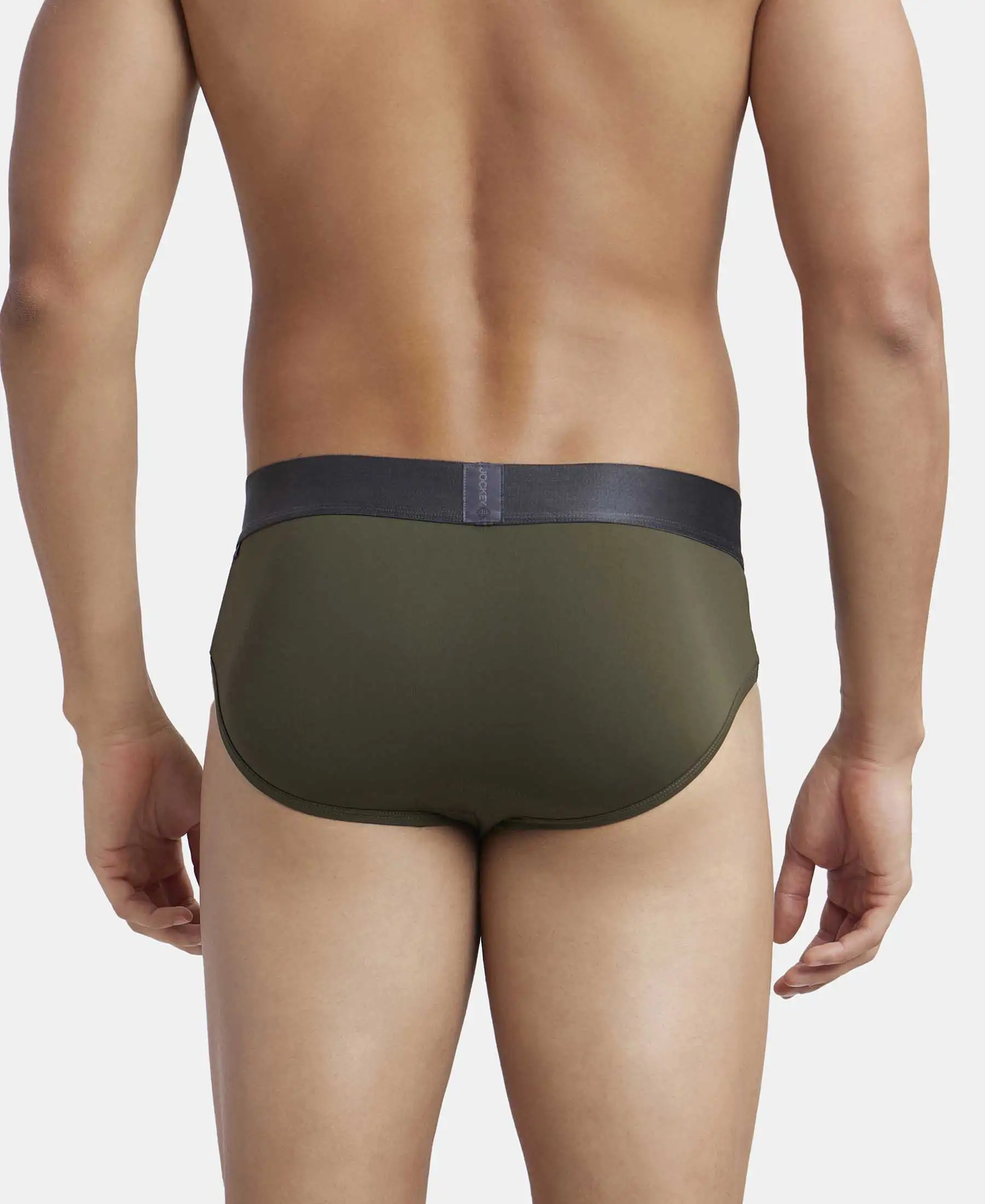 Tactel Microfiber Elastane Stretch Solid Brief with Moisture Move Properties - Forest Night - Image 3