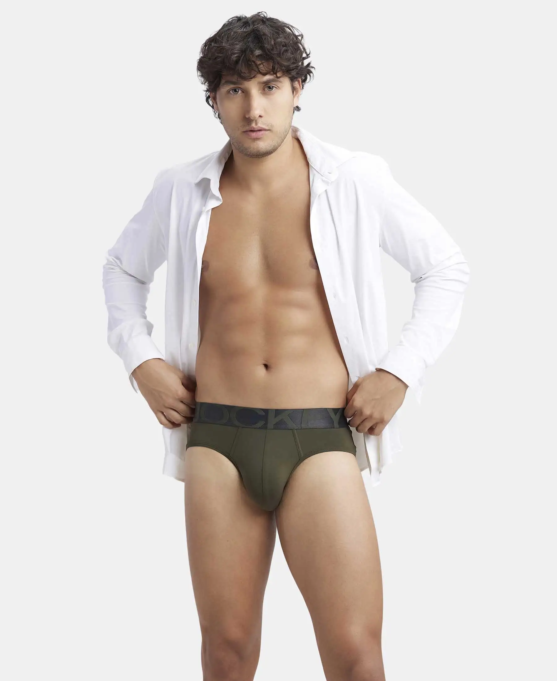 Tactel Microfiber Elastane Stretch Solid Brief with Moisture Move Properties - Forest Night - Image 5