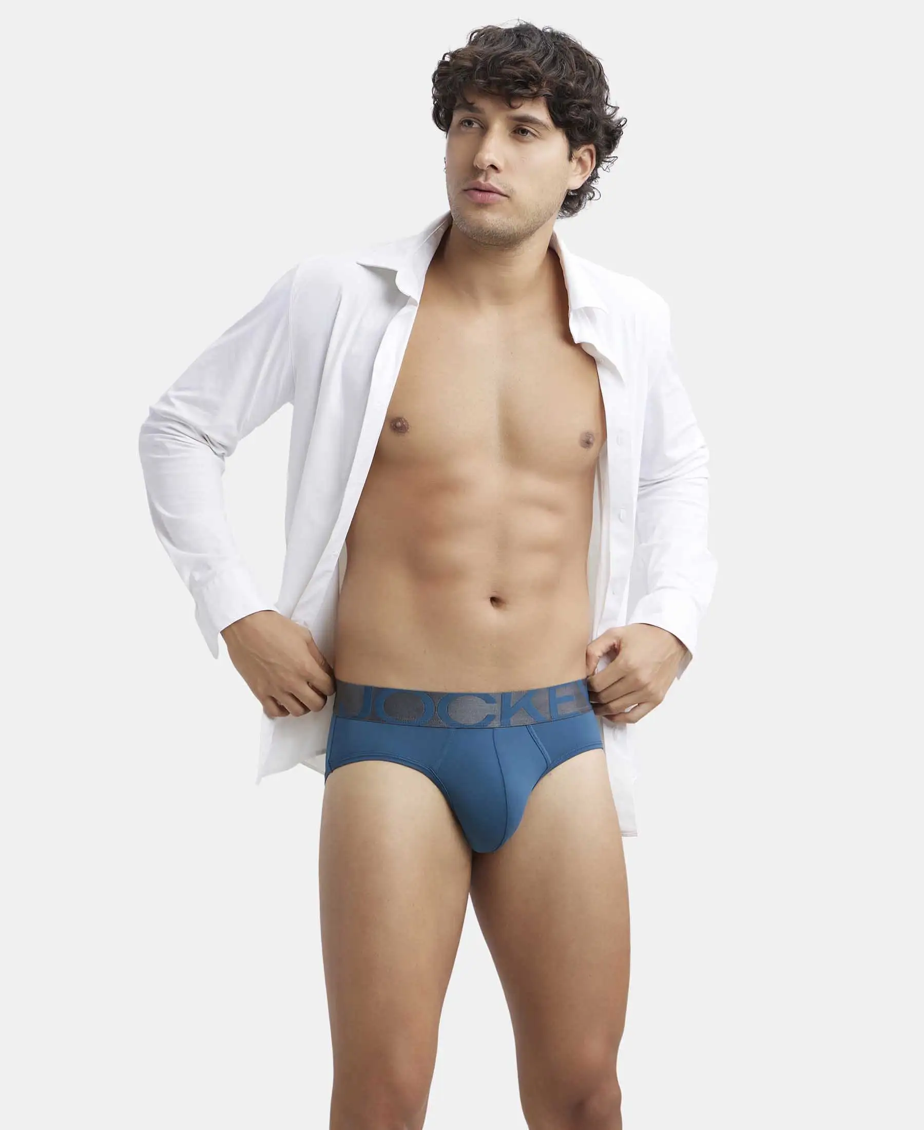 Tactel Microfiber Elastane Stretch Solid Brief with Moisture Move Properties - Legion Blue - Image 5