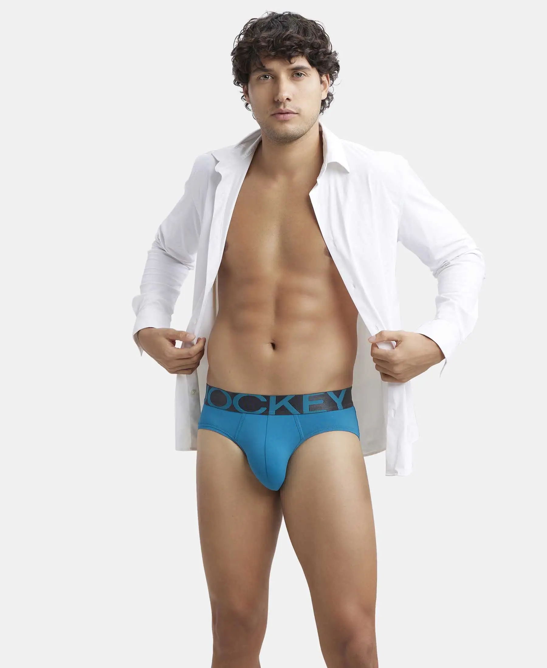 Tactel Microfiber Elastane Stretch Solid Brief with Moisture Move Properties - Ocean Depth - Image 5
