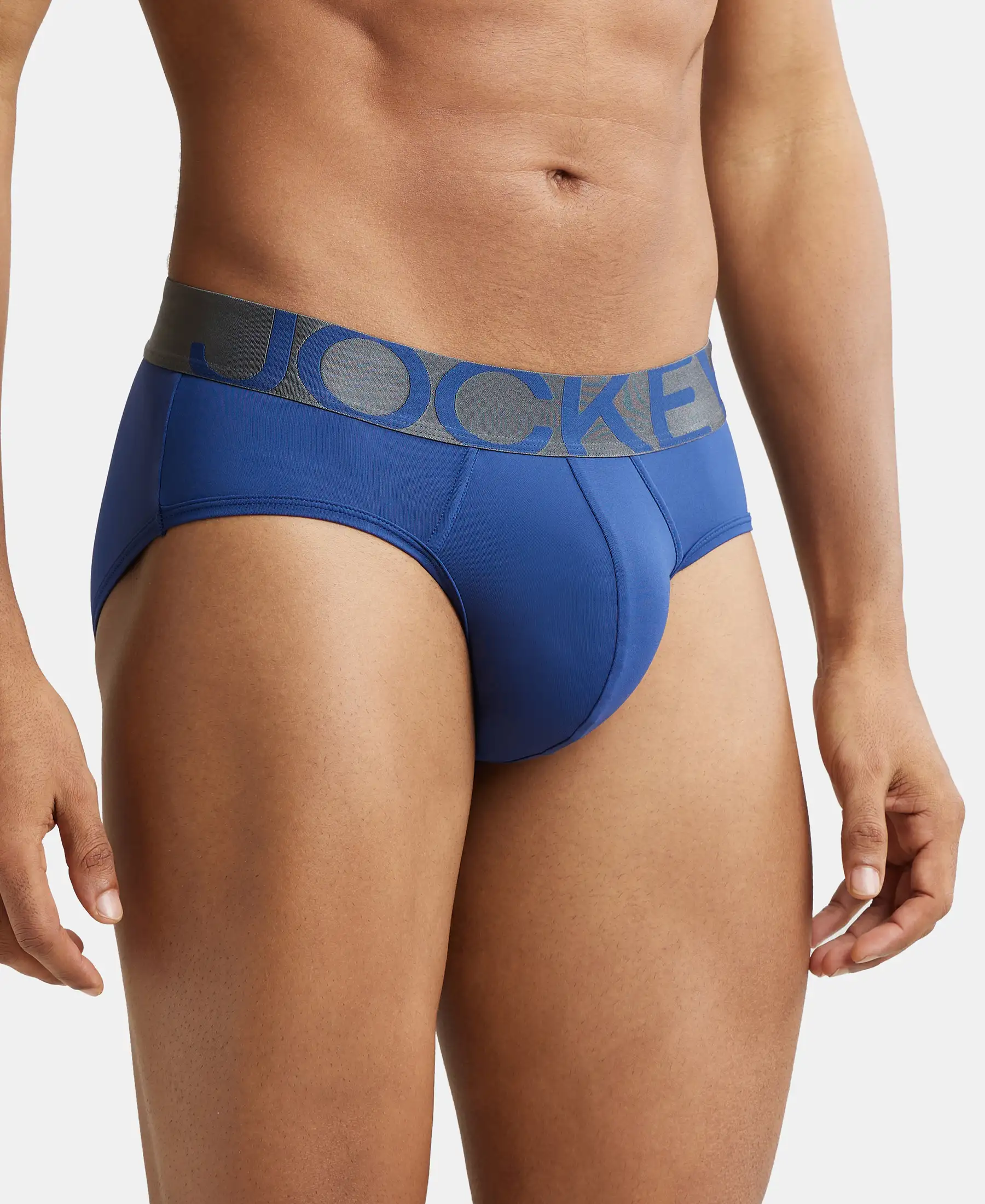 Tactel Microfiber Elastane Stretch Solid Brief with Moisture Move Properties - Royal Blue - Image 2