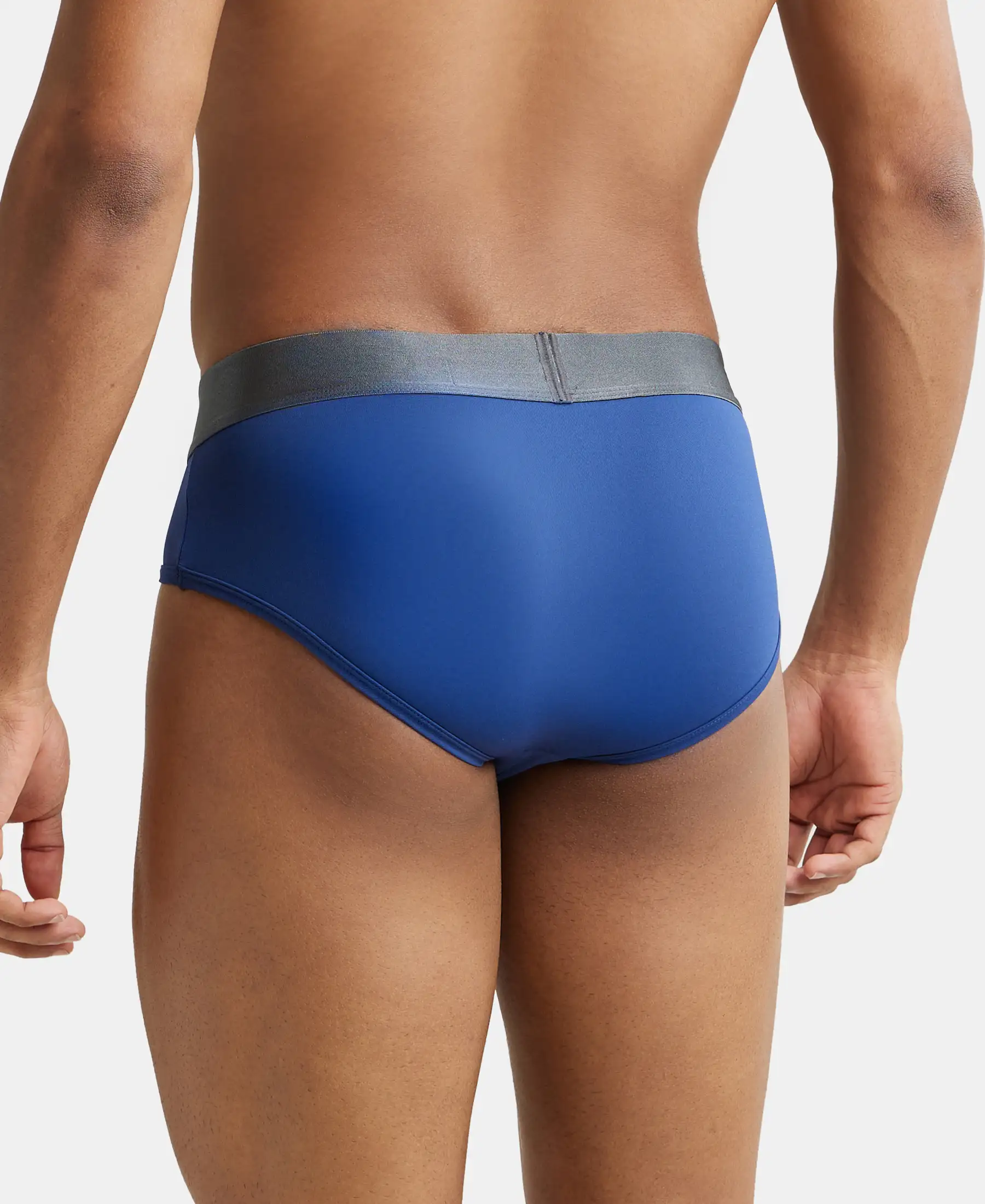 Tactel Microfiber Elastane Stretch Solid Brief with Moisture Move Properties - Royal Blue - Image 3