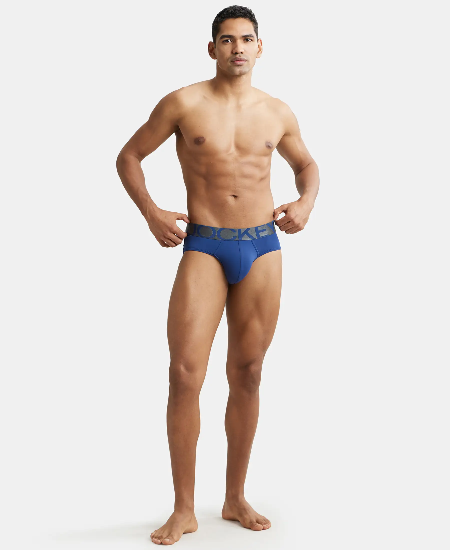 Tactel Microfiber Elastane Stretch Solid Brief with Moisture Move Properties - Royal Blue - Image 4