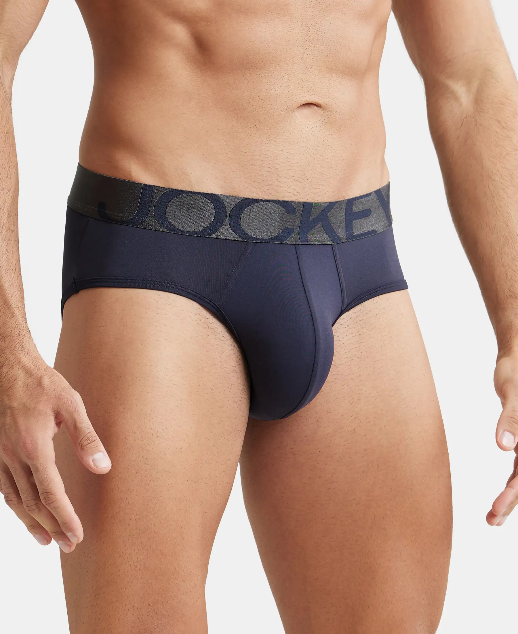 Tactel Microfiber Elastane Stretch Solid Brief with Moisture Move Properties - True Navy - Image 2