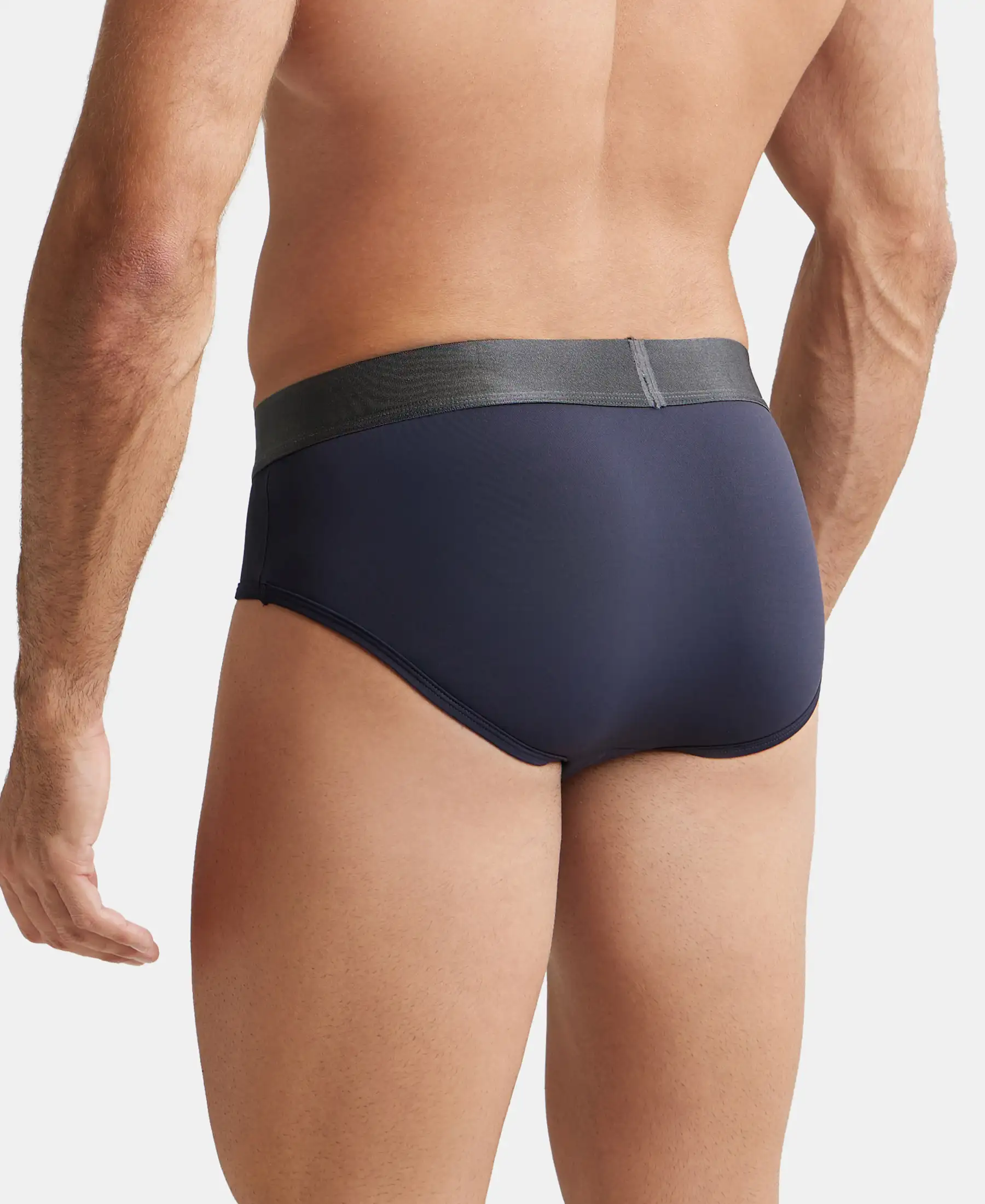 Tactel Microfiber Elastane Stretch Solid Brief with Moisture Move Properties - True Navy - Image 3