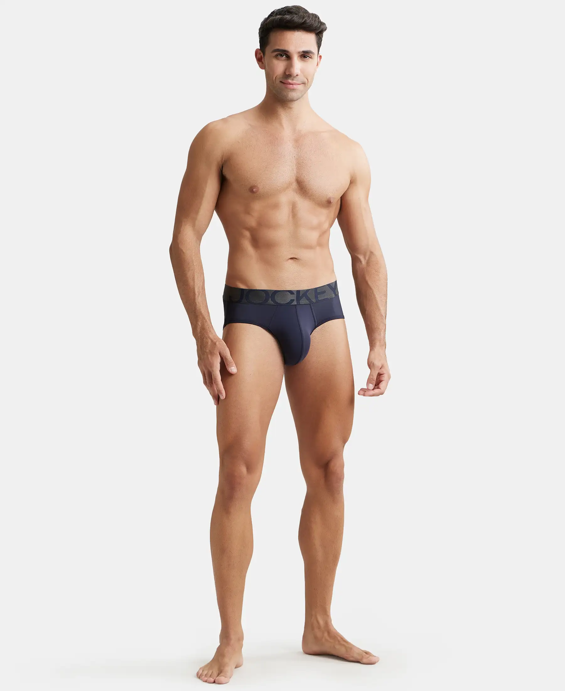 Tactel Microfiber Elastane Stretch Solid Brief with Moisture Move Properties - True Navy - Image 4