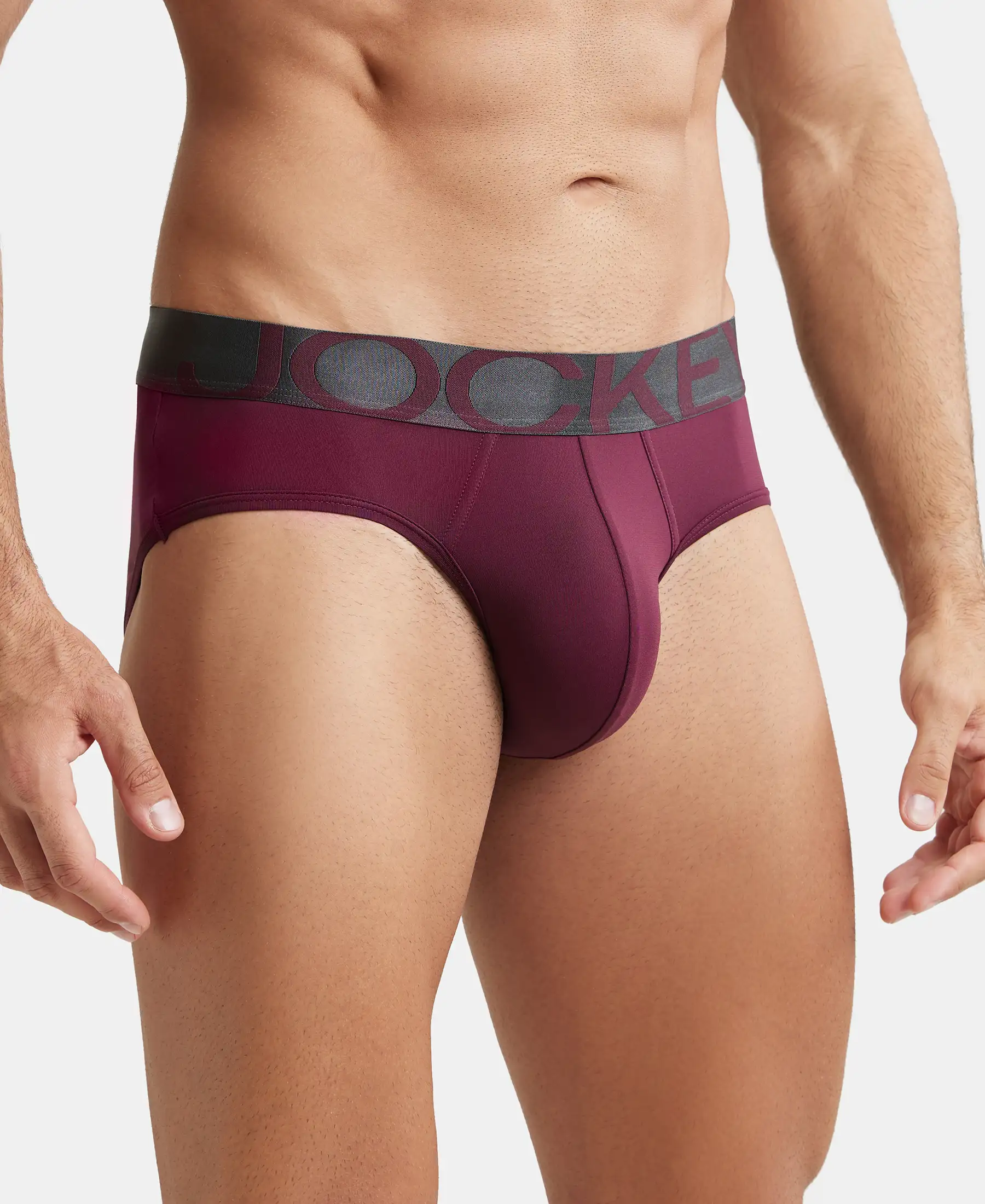 Tactel Microfiber Elastane Stretch Solid Brief with Moisture Move Properties - Wine Tasting - Image 2