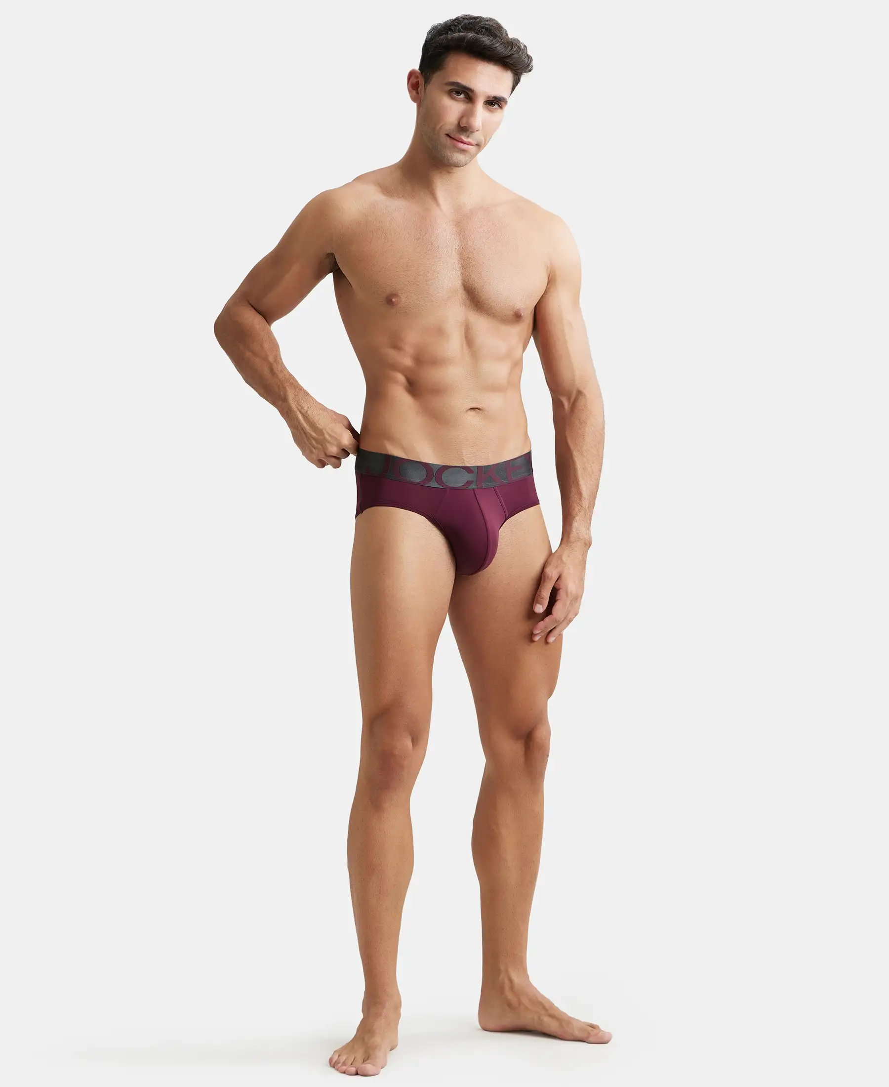Tactel Microfiber Elastane Stretch Solid Brief with Moisture Move Properties - Wine Tasting - Image 4