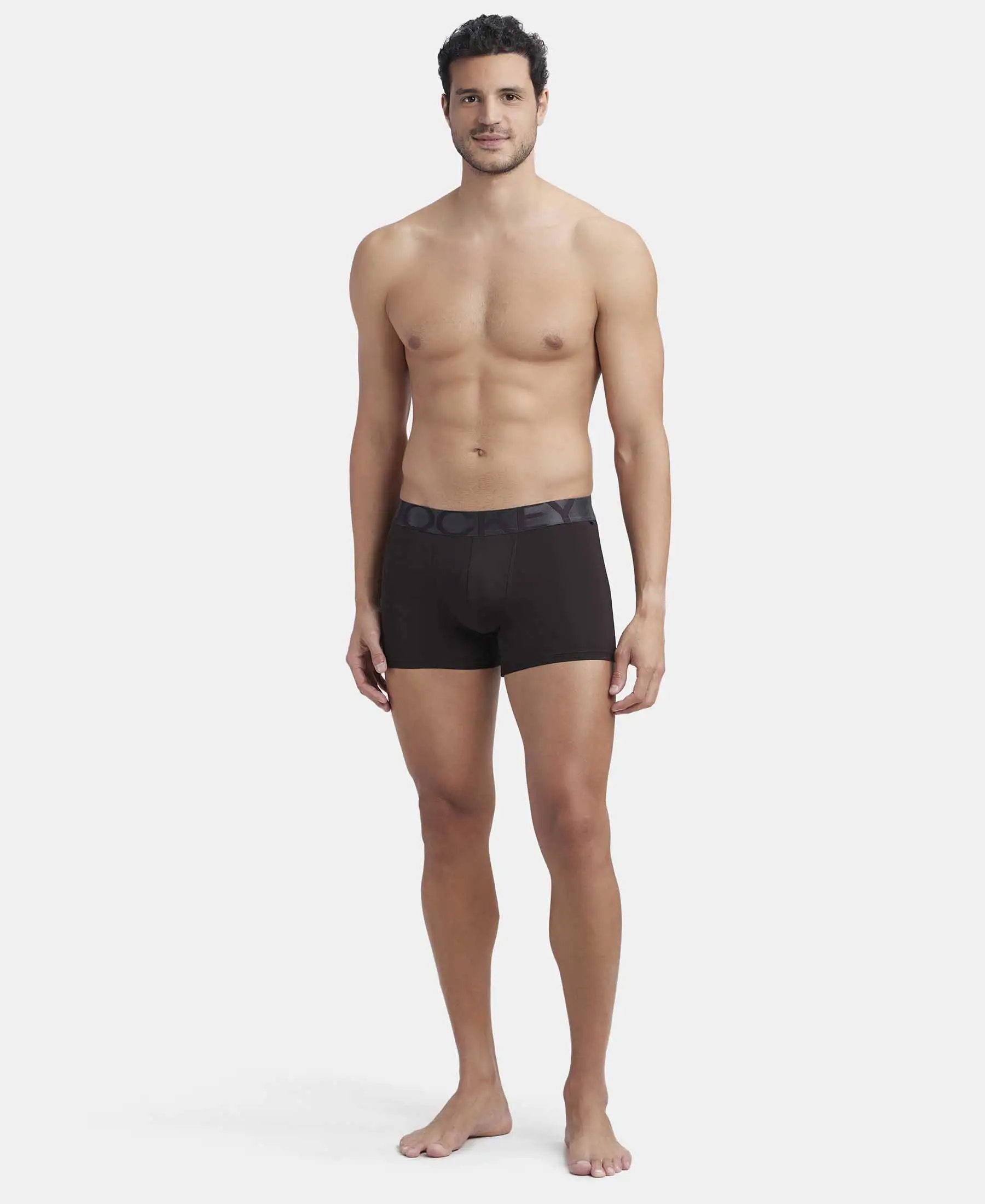 Tactel Microfiber Elastane Stretch Solid Trunk with Moisture Move Properties - Brown - Image 4