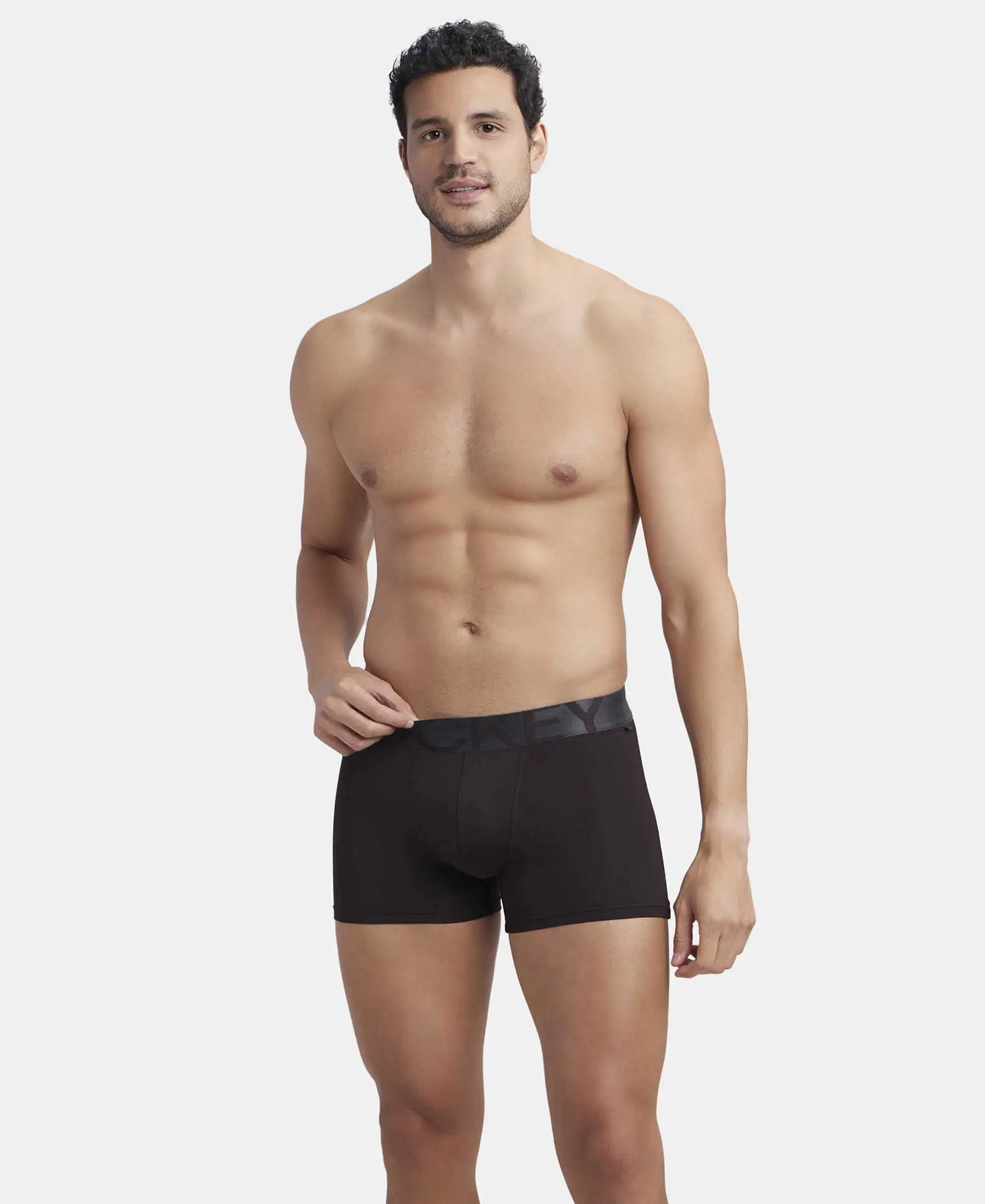 Tactel Microfiber Elastane Stretch Solid Trunk with Moisture Move Properties - Brown - Image 5