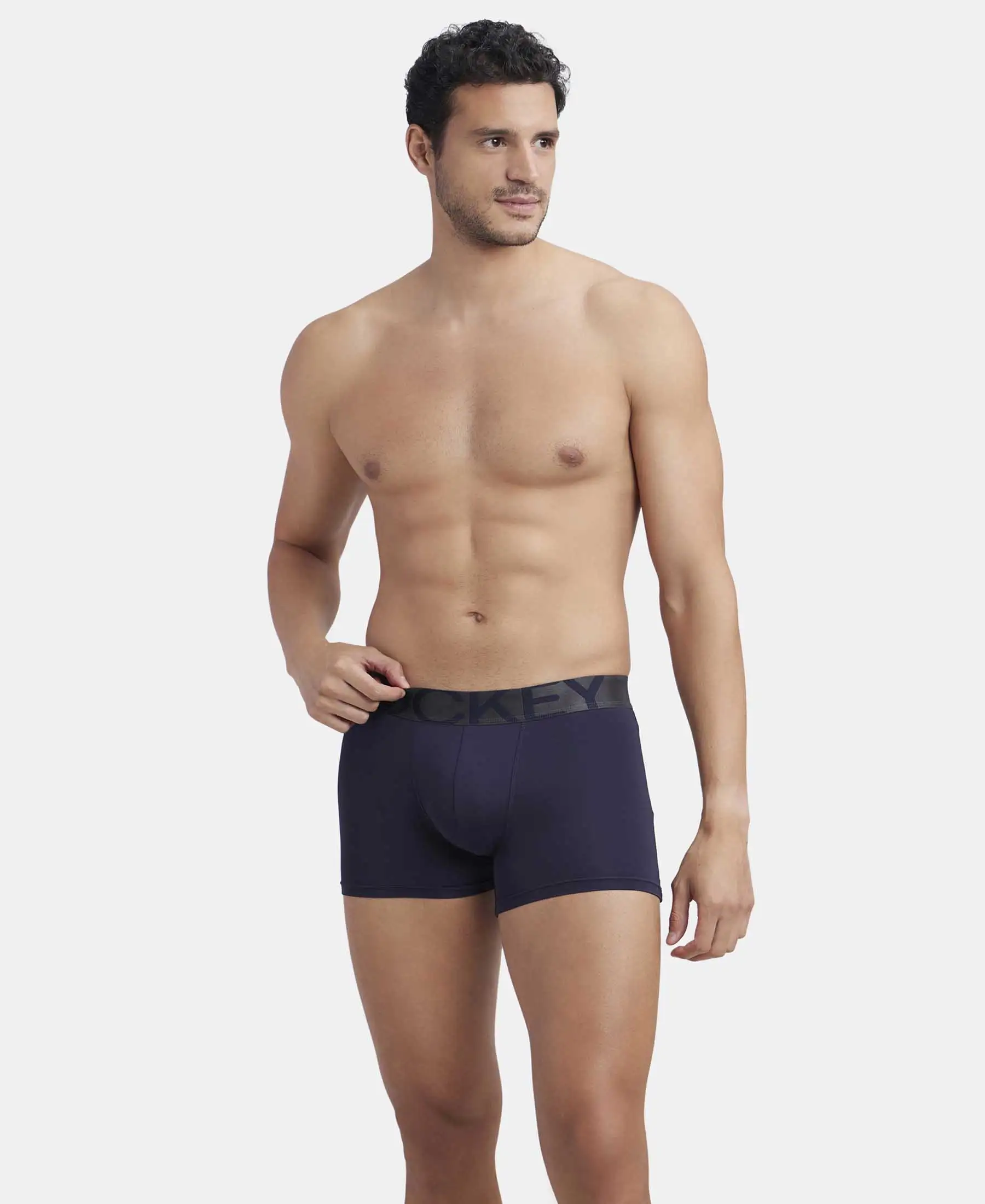 Tactel Microfiber Elastane Stretch Solid Trunk with Moisture Move Properties - True Navy - Image 5