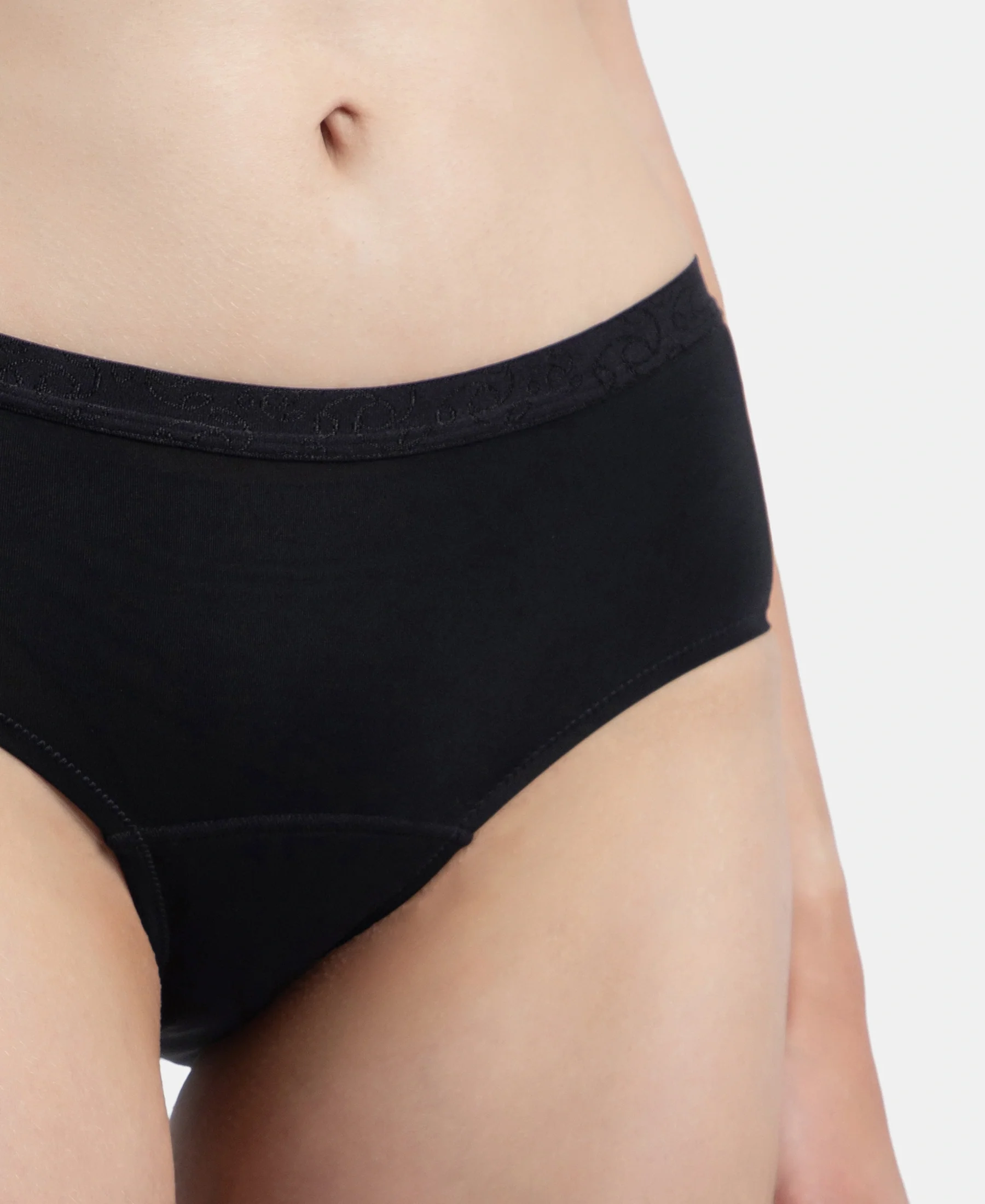 Tactel Microfiber Elastane Stretch Period Panty with Leak Proof Inner Absorbent Layer and StayFresh Treatment - Black - Image 7