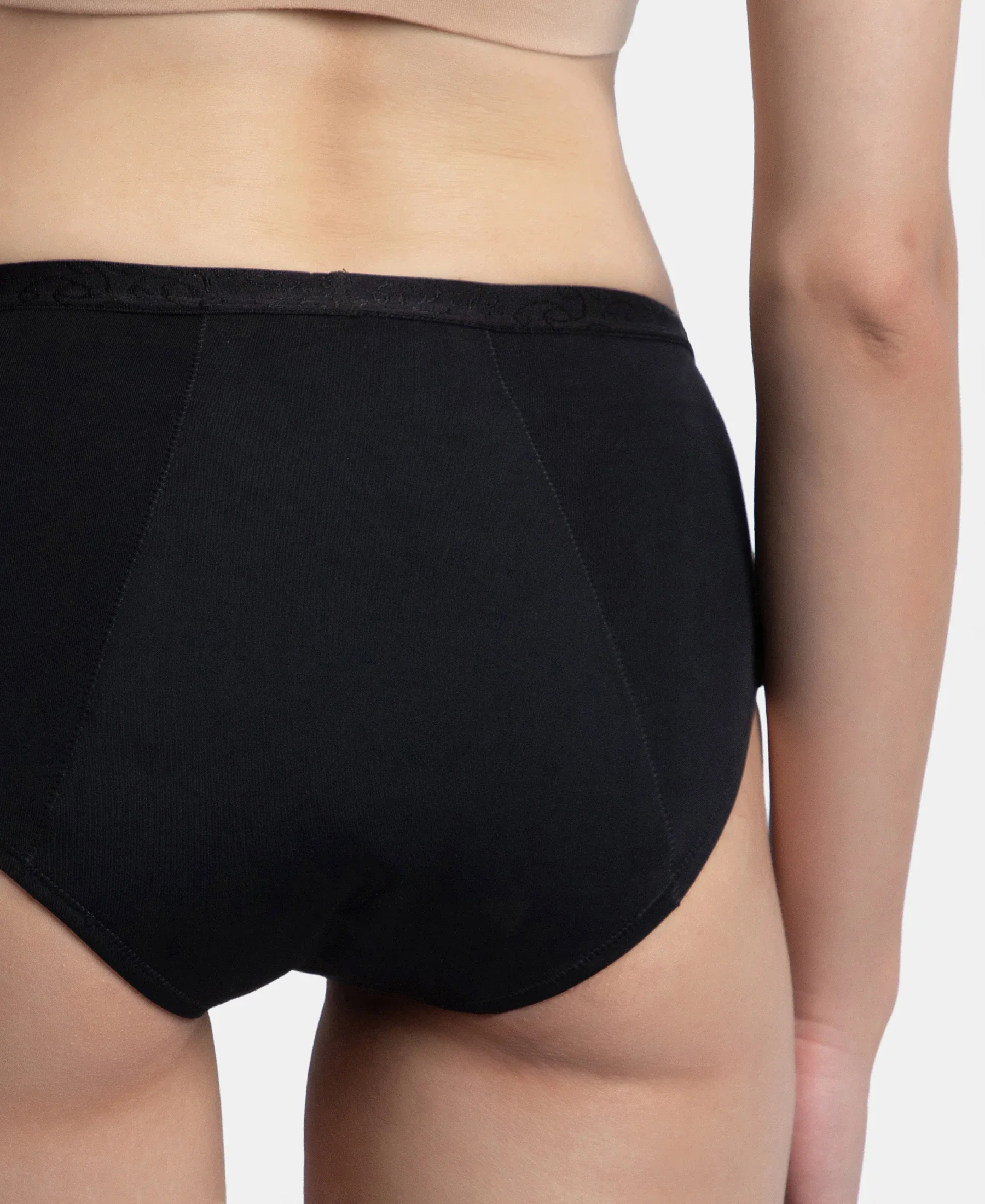 Tactel Microfiber Elastane Stretch Period Panty with Leak Proof Inner Absorbent Layer and StayFresh Treatment - Black - Image 8