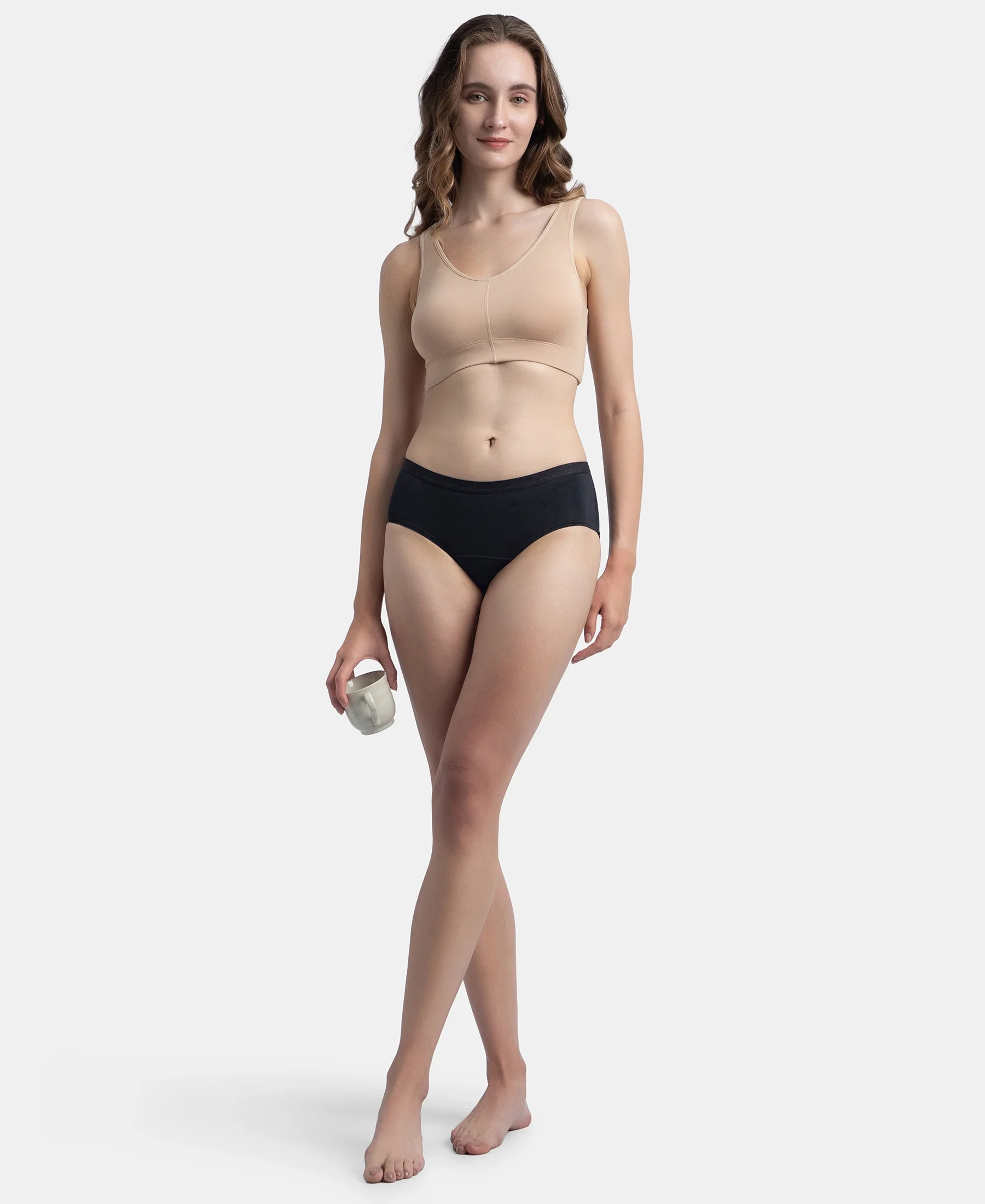 Tactel Microfiber Elastane Stretch Period Panty with Leak Proof Inner Absorbent Layer and StayFresh Treatment - Black - Image 9