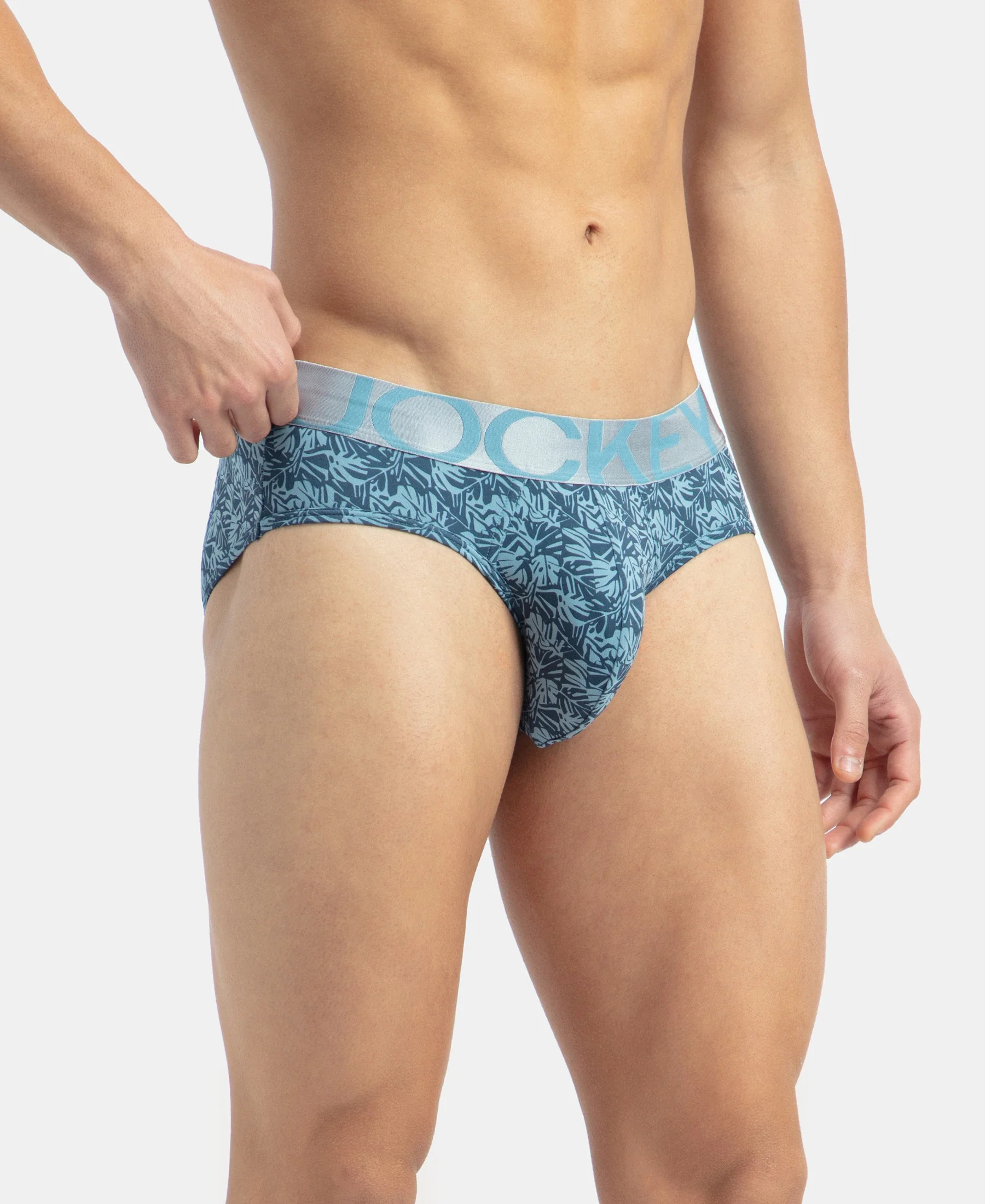 Tactel Microfiber Elastane Stretch Printed Brief with Moisture Move Properties - Blue Shadow - Image 2
