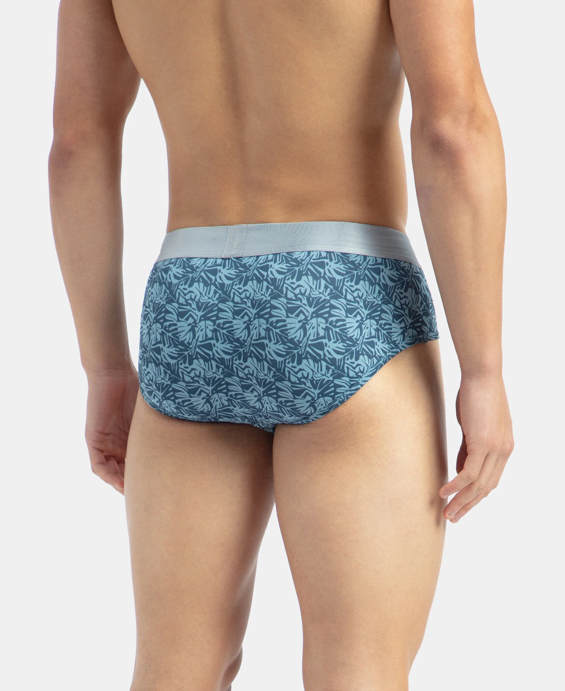 Tactel Microfiber Elastane Stretch Printed Brief with Moisture Move Properties - Blue Shadow - Image 3