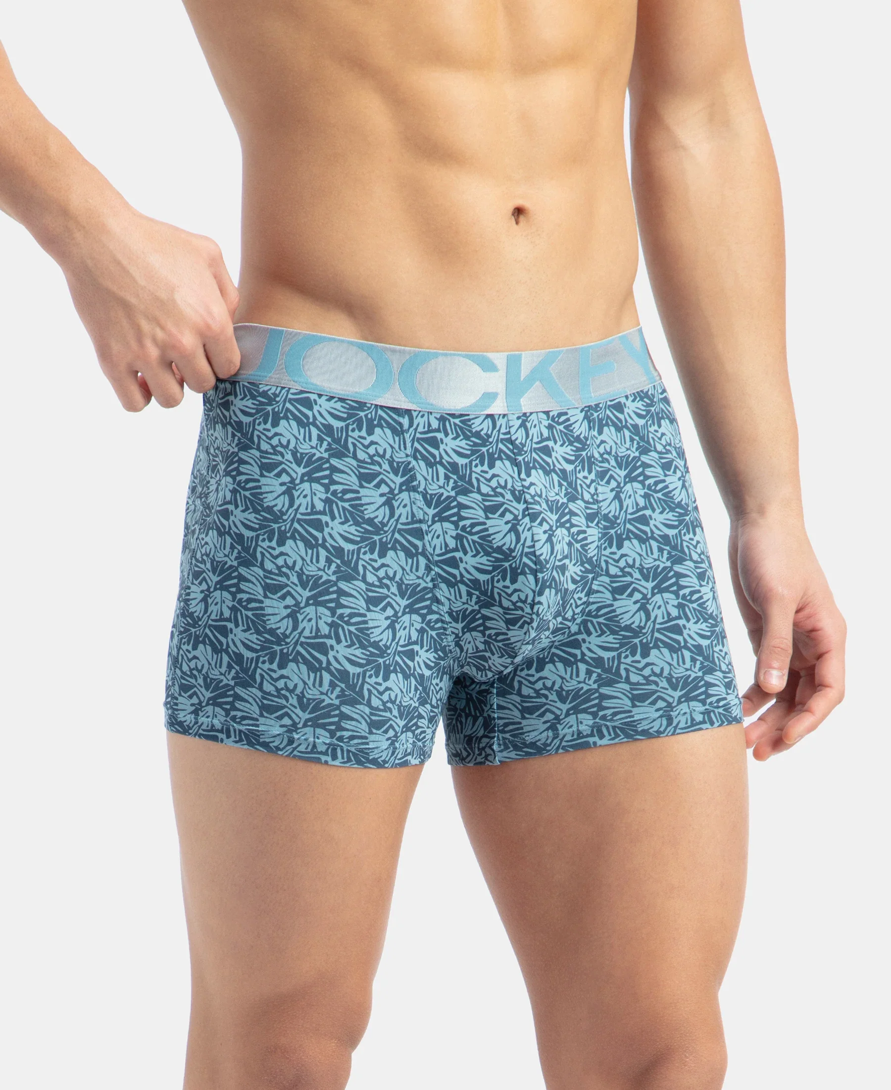 Tactel Microfiber Elastane Stretch Printed Trunk with Moisture Move Properties - Blue Shadow - Image 2