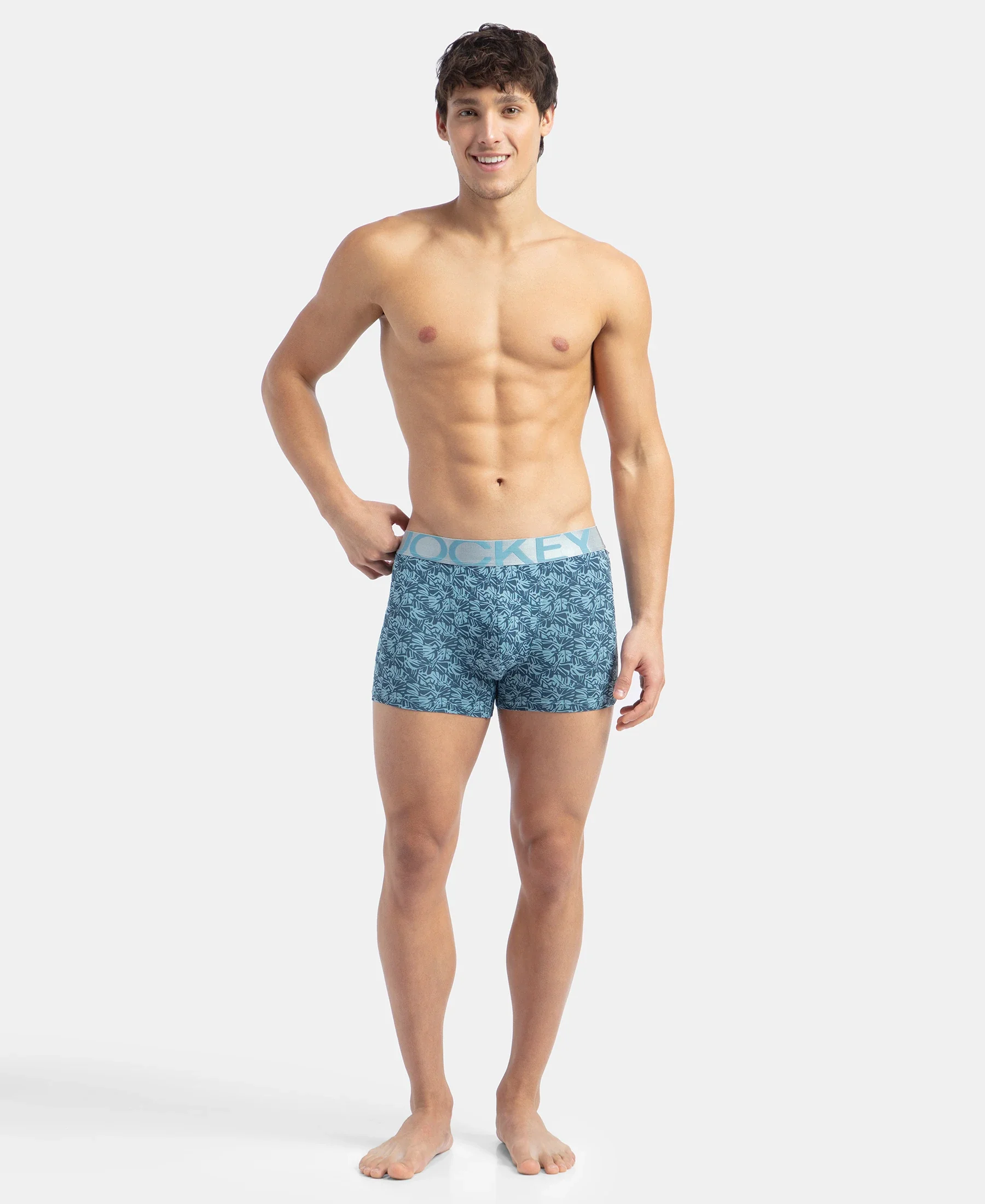 Tactel Microfiber Elastane Stretch Printed Trunk with Moisture Move Properties - Blue Shadow - Image 4