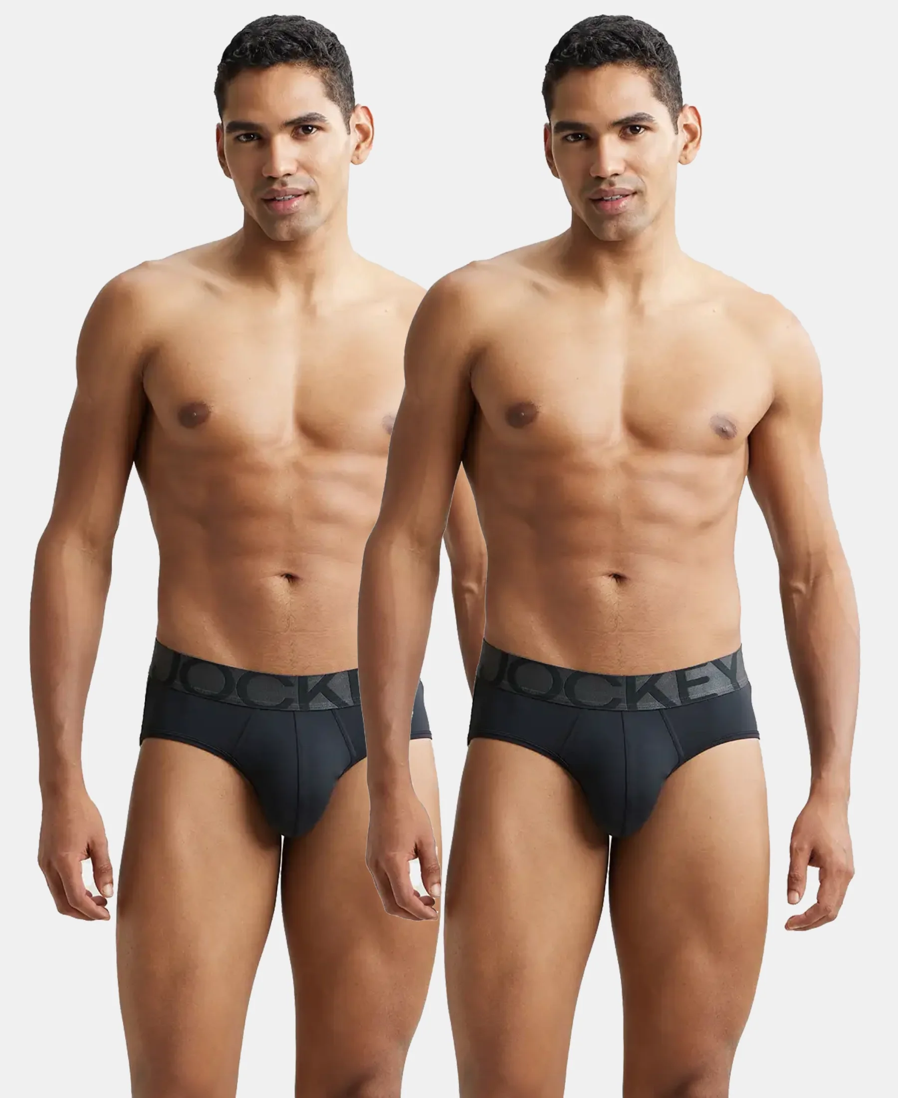 Tactel Microfiber Elastane Stretch Solid Brief with Moisture Move Properties - Black (Pack of 2) - Image 5